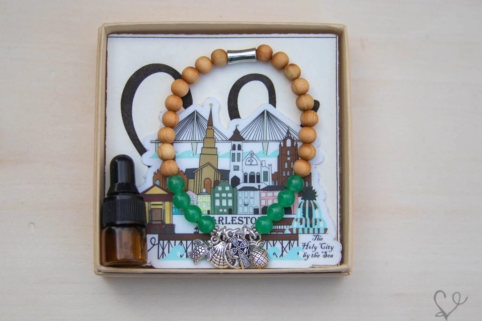 Holy City Gemstone Essential Oil Diffuser Charm Bracelet