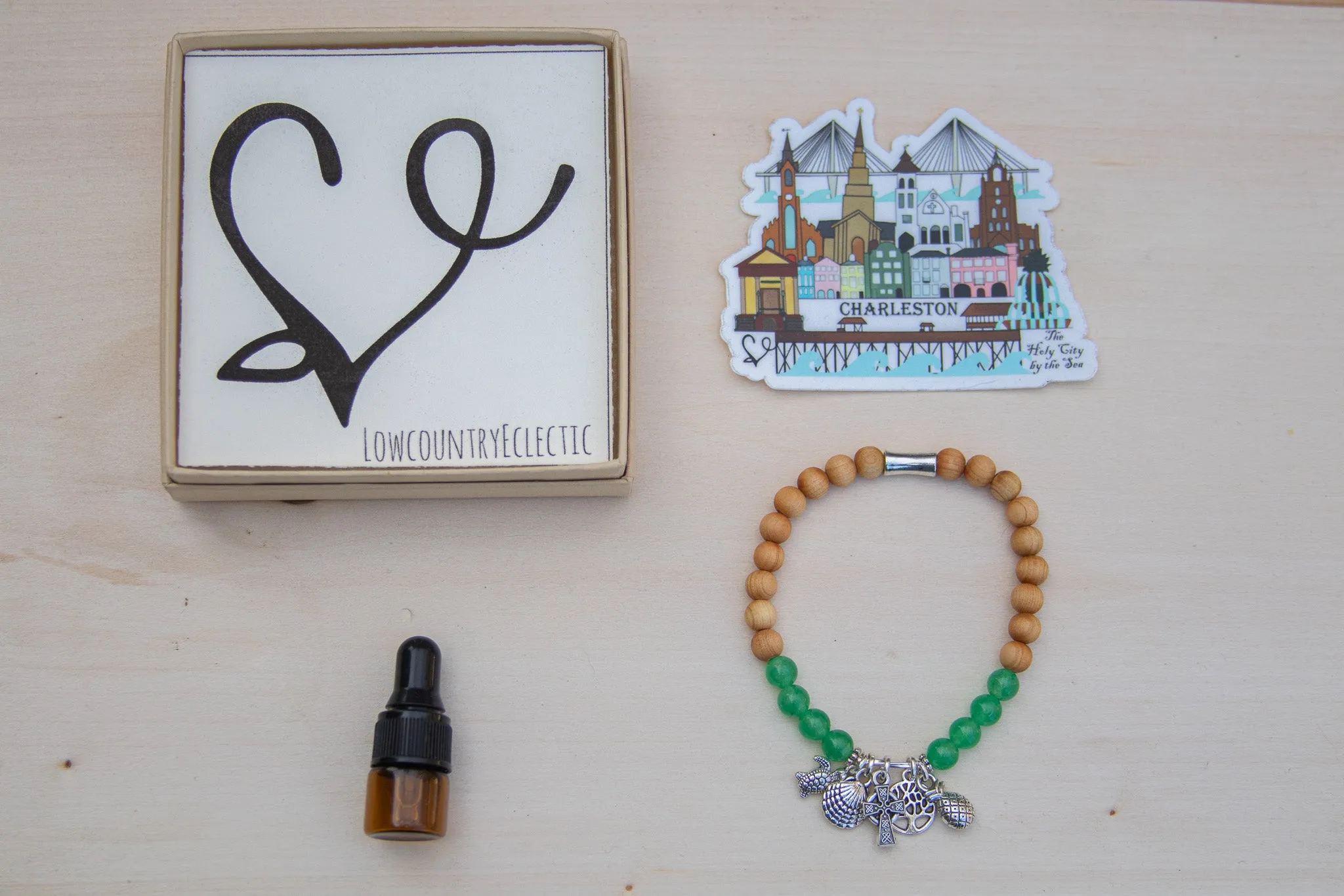 Holy City Gemstone Essential Oil Diffuser Charm Bracelet