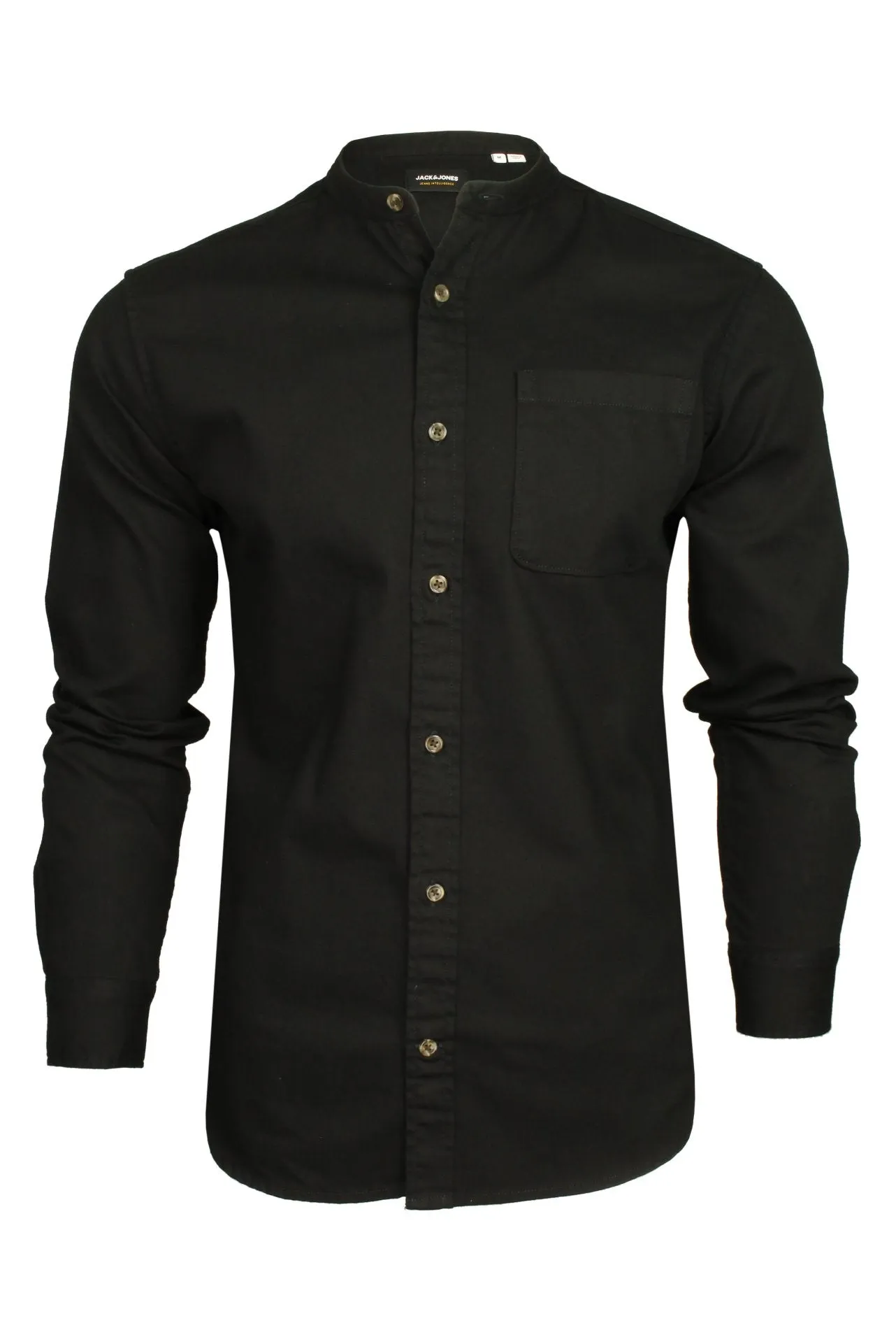 Jack & Jones Mens Denim 'JJESHERIDAN' Grandad Collar Shirt