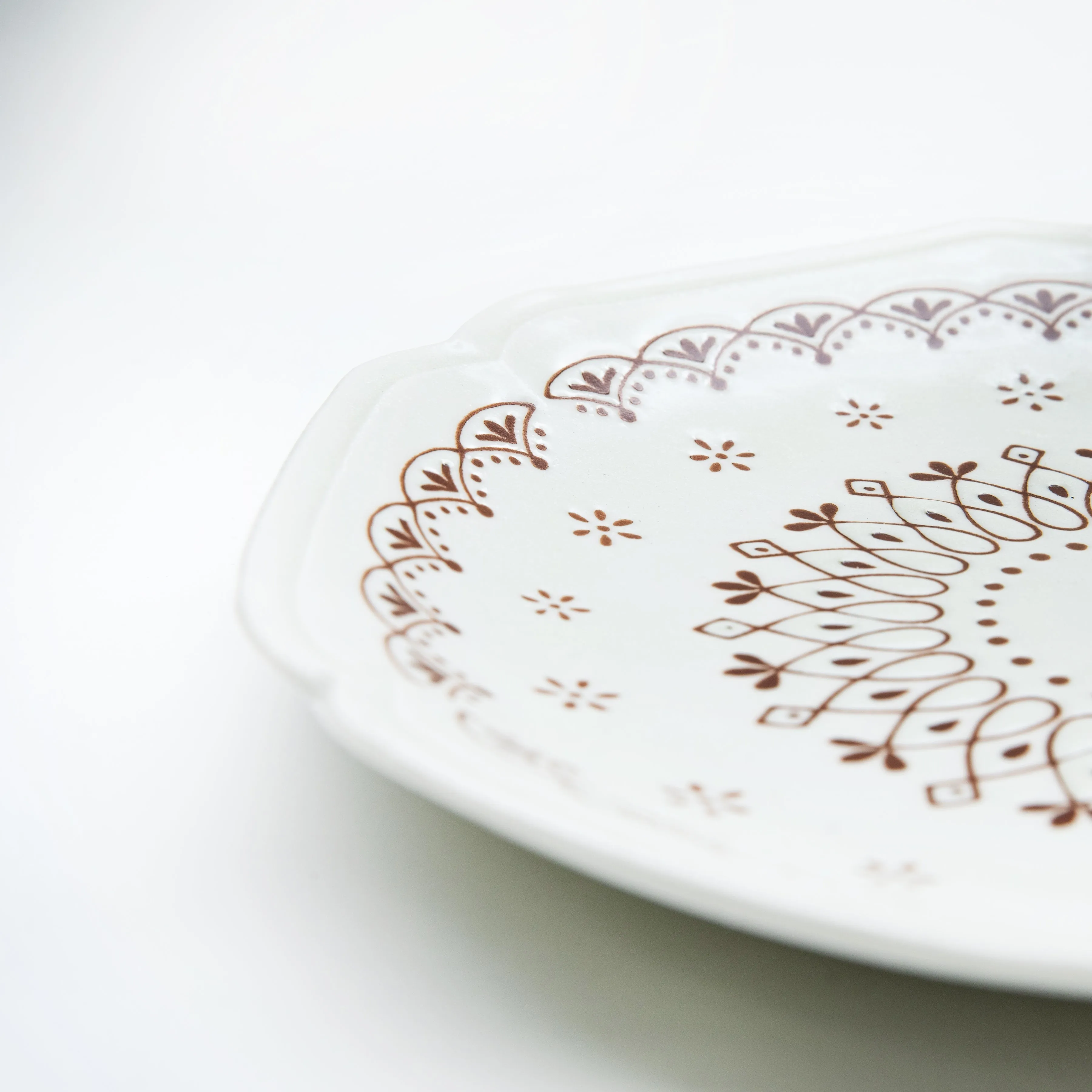 Japanese Porcealin Lace Scalloped Edge Plate (24x23.5x3cm)