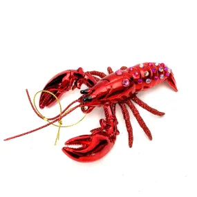 Jeweled Lobster Glass Ornament