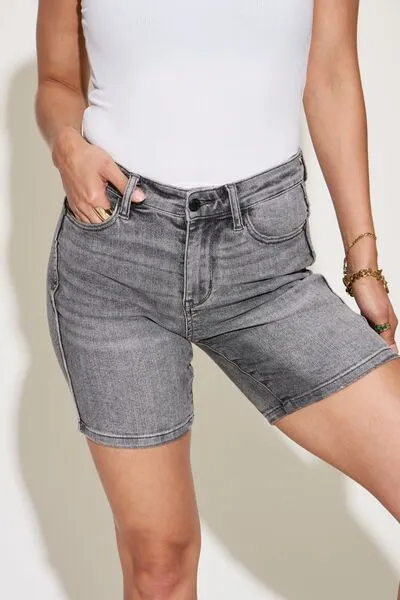 Judy Blue Full Size Washed Bermuda Denim Shorts