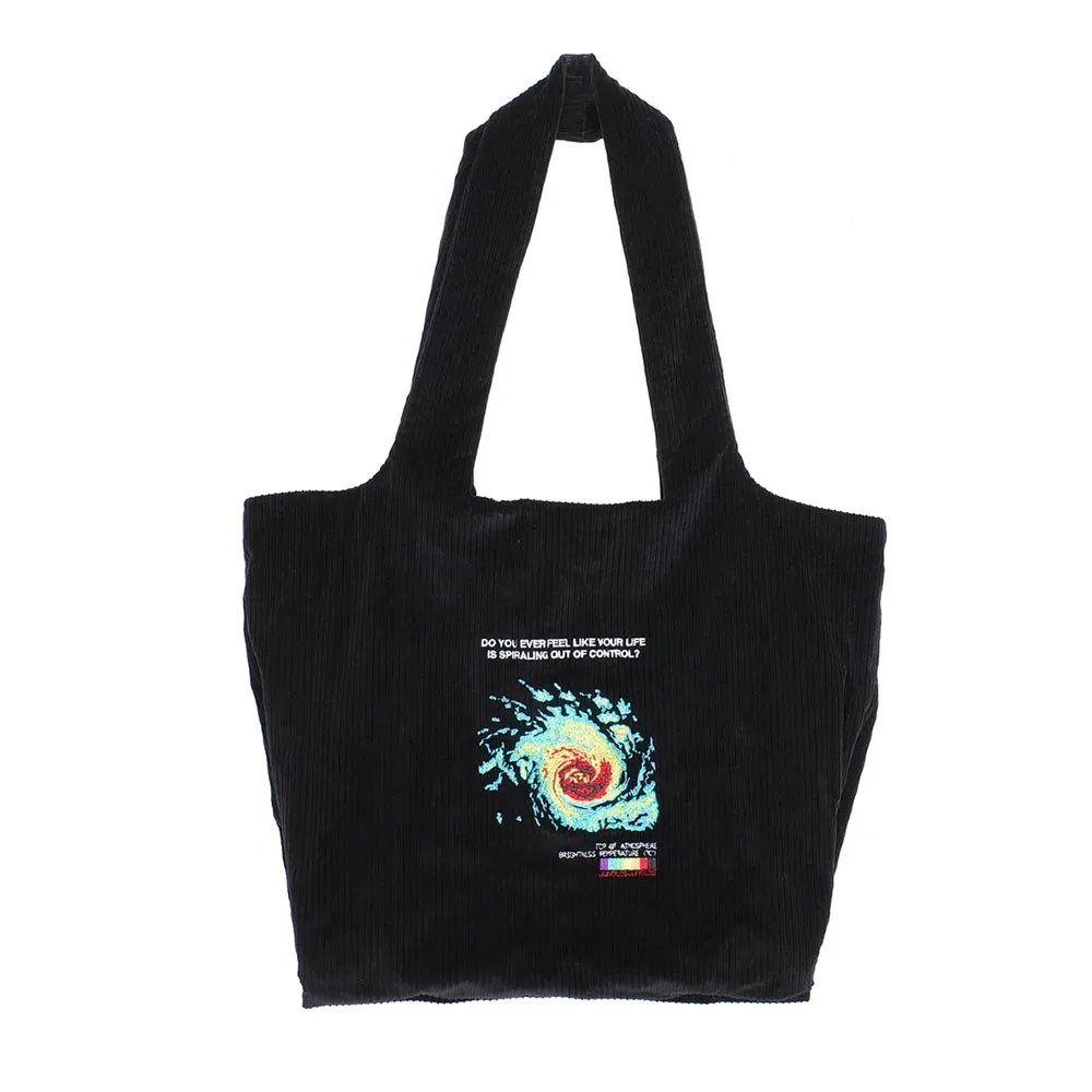 Jungles Spiraling Corduroy Tote Bag