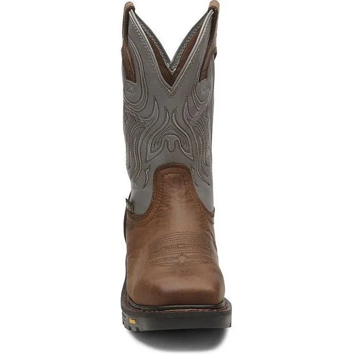 Justin Men's Tanker 11 Steel Toe Western Work Boot -Brown- WK2102