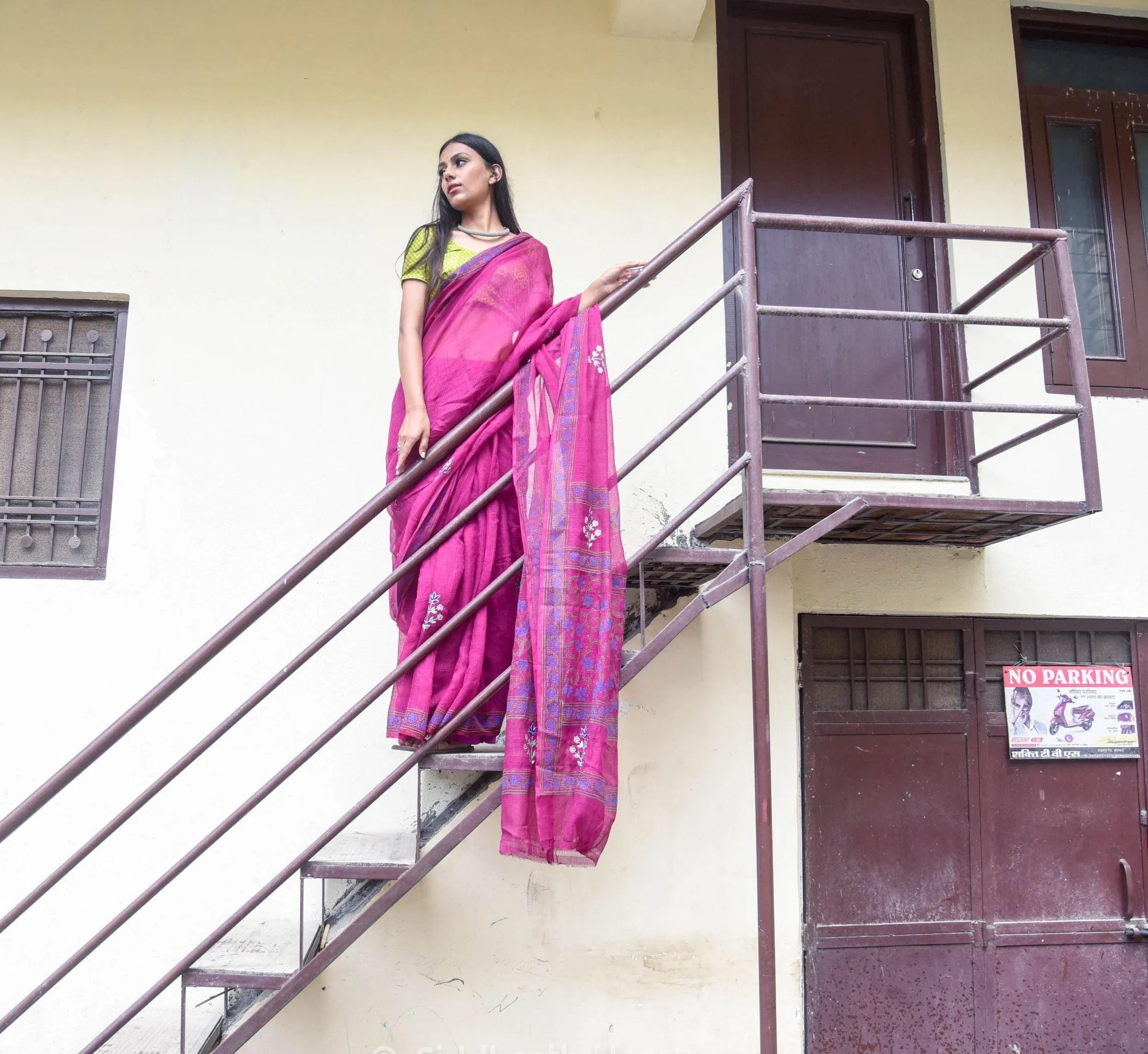 Kaisori Kota saree - Nishika embroidered and handblockprinted Kota saree