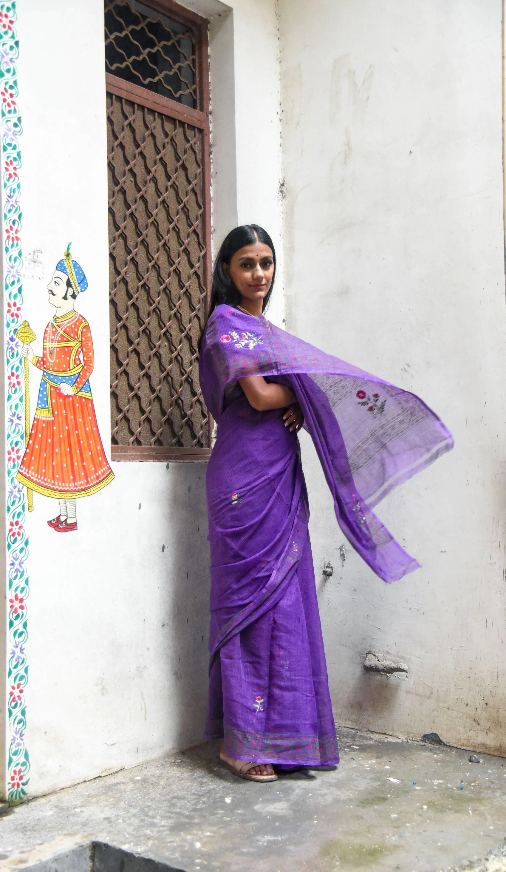 Kaisori Kota saree -Ragini embroidered and handblockprinted Kota saree