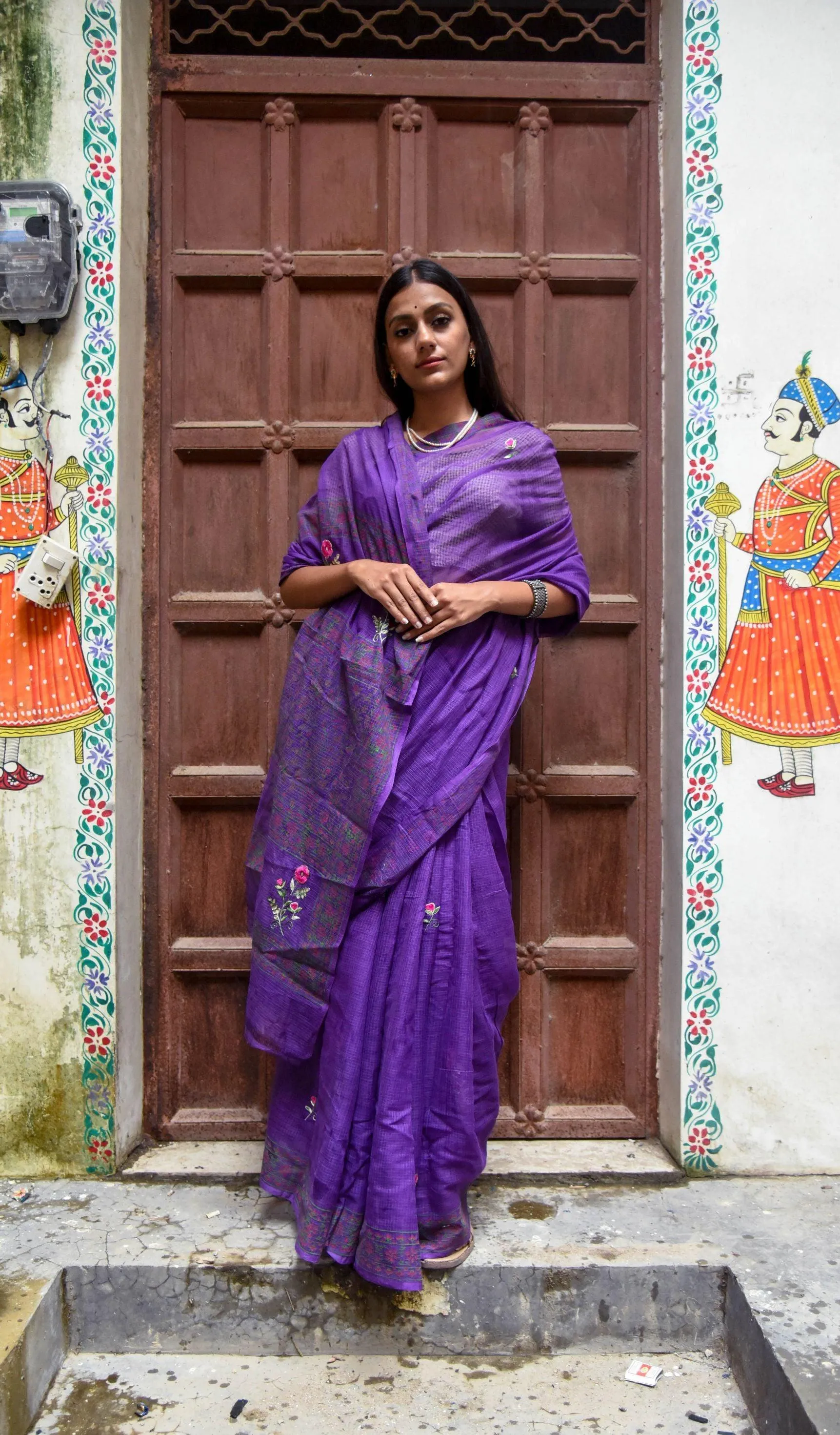 Kaisori Kota saree -Ragini embroidered and handblockprinted Kota saree