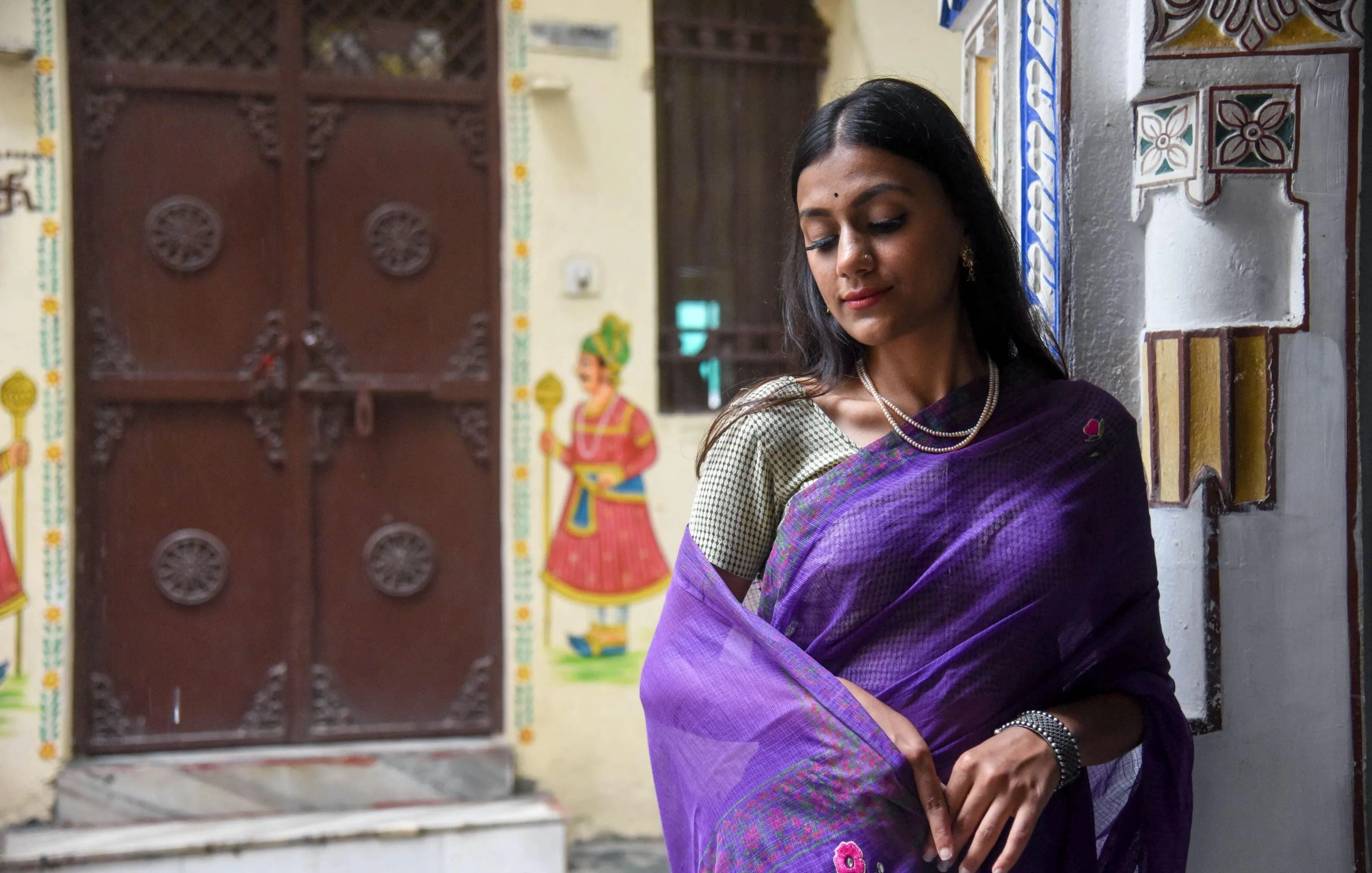 Kaisori Kota saree -Ragini embroidered and handblockprinted Kota saree