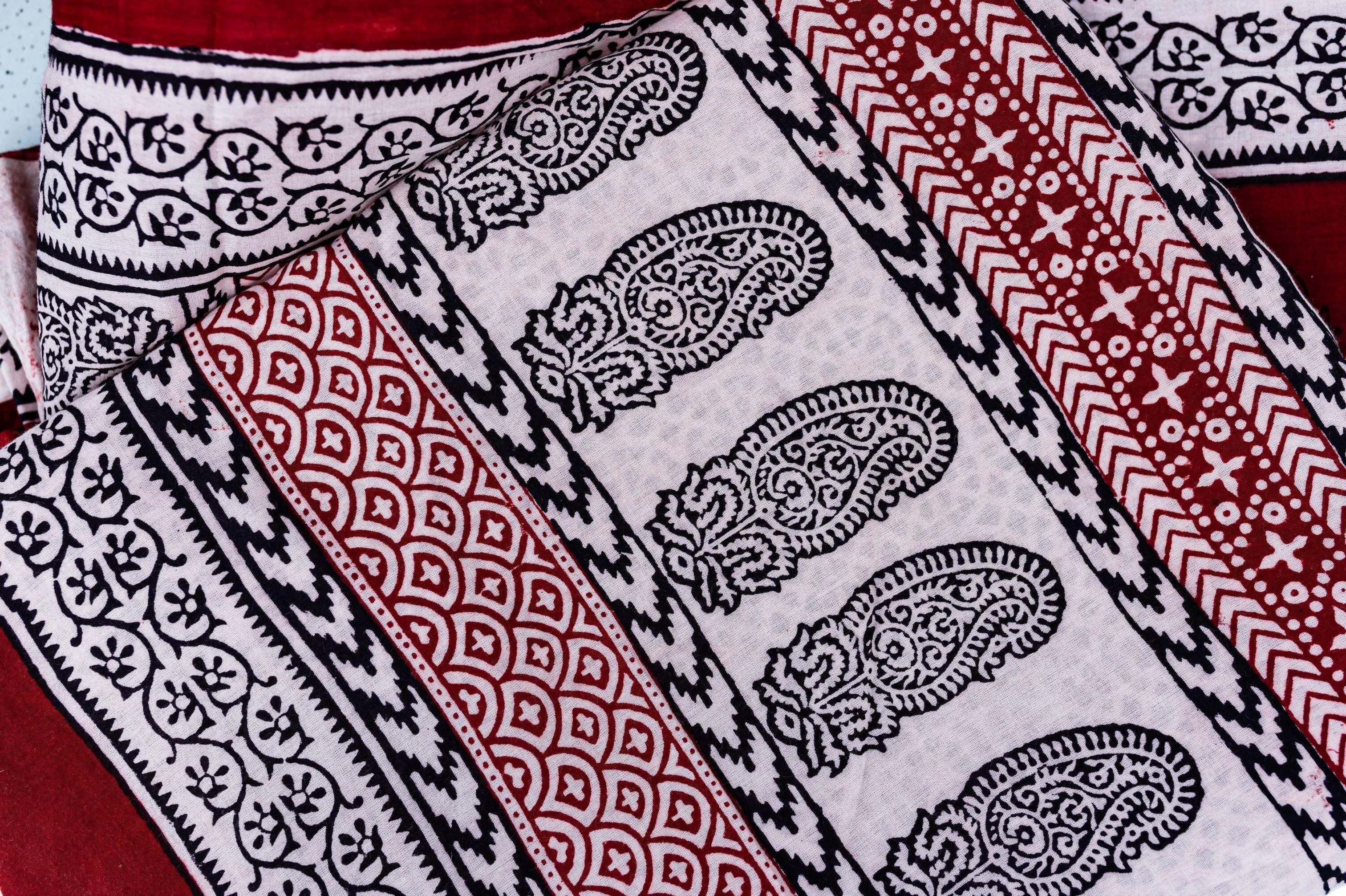 Kaisori Nandana Bagh handblockprinted cotton saree