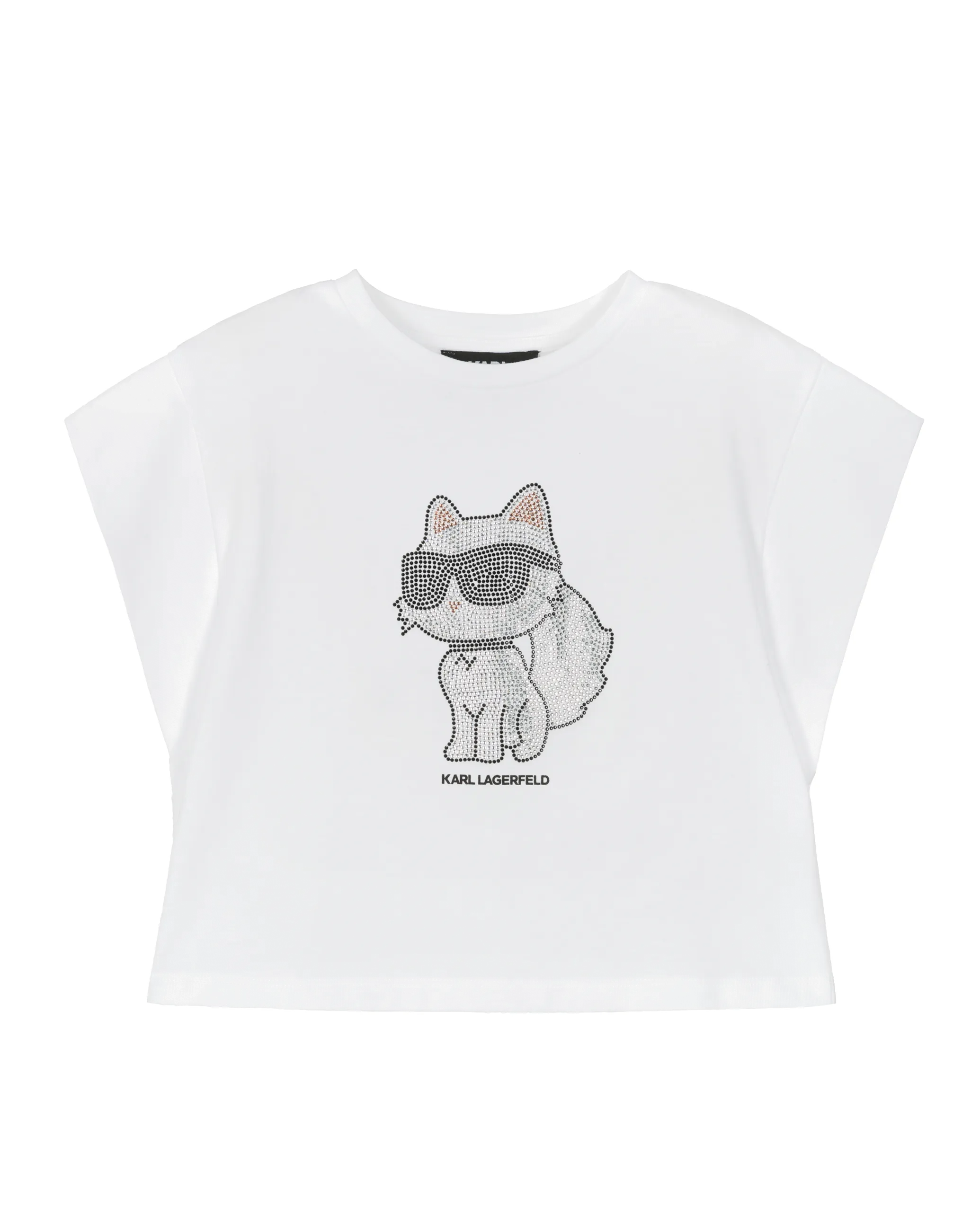 KARL LAGERFELD SS24 Short Sleeve Choupette T-shirt with Rhinestones