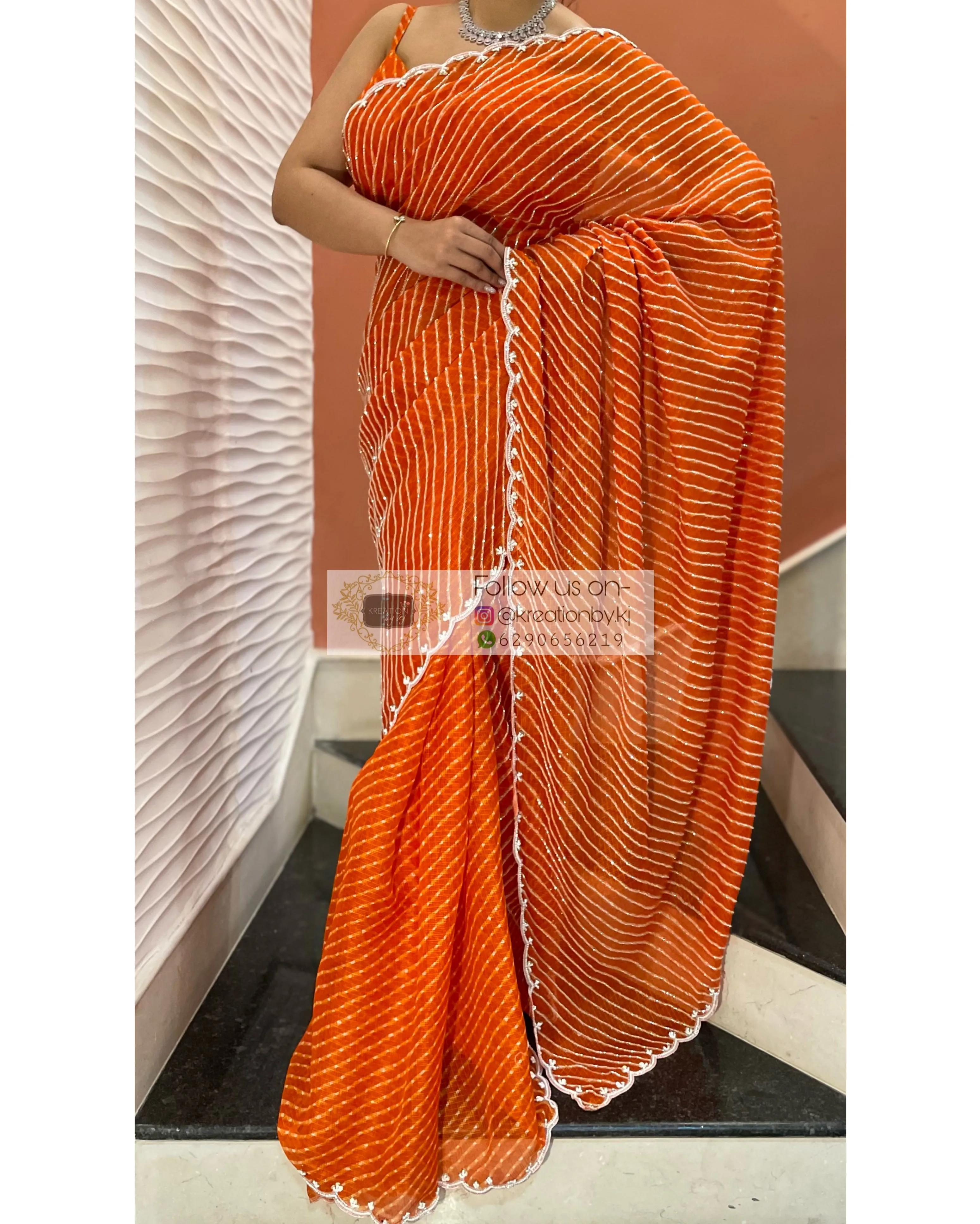 Kesari Leher Cutdana Saree