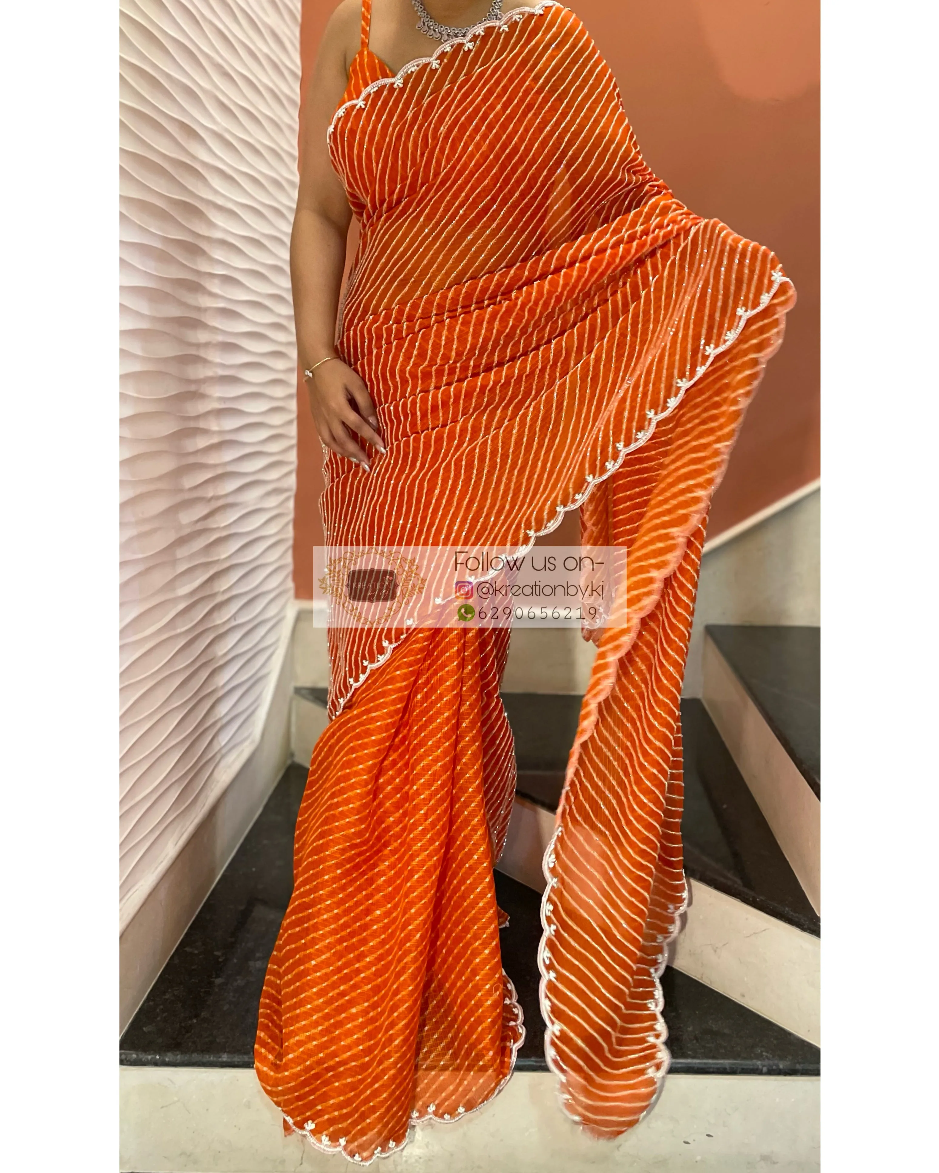 Kesari Leher Cutdana Saree