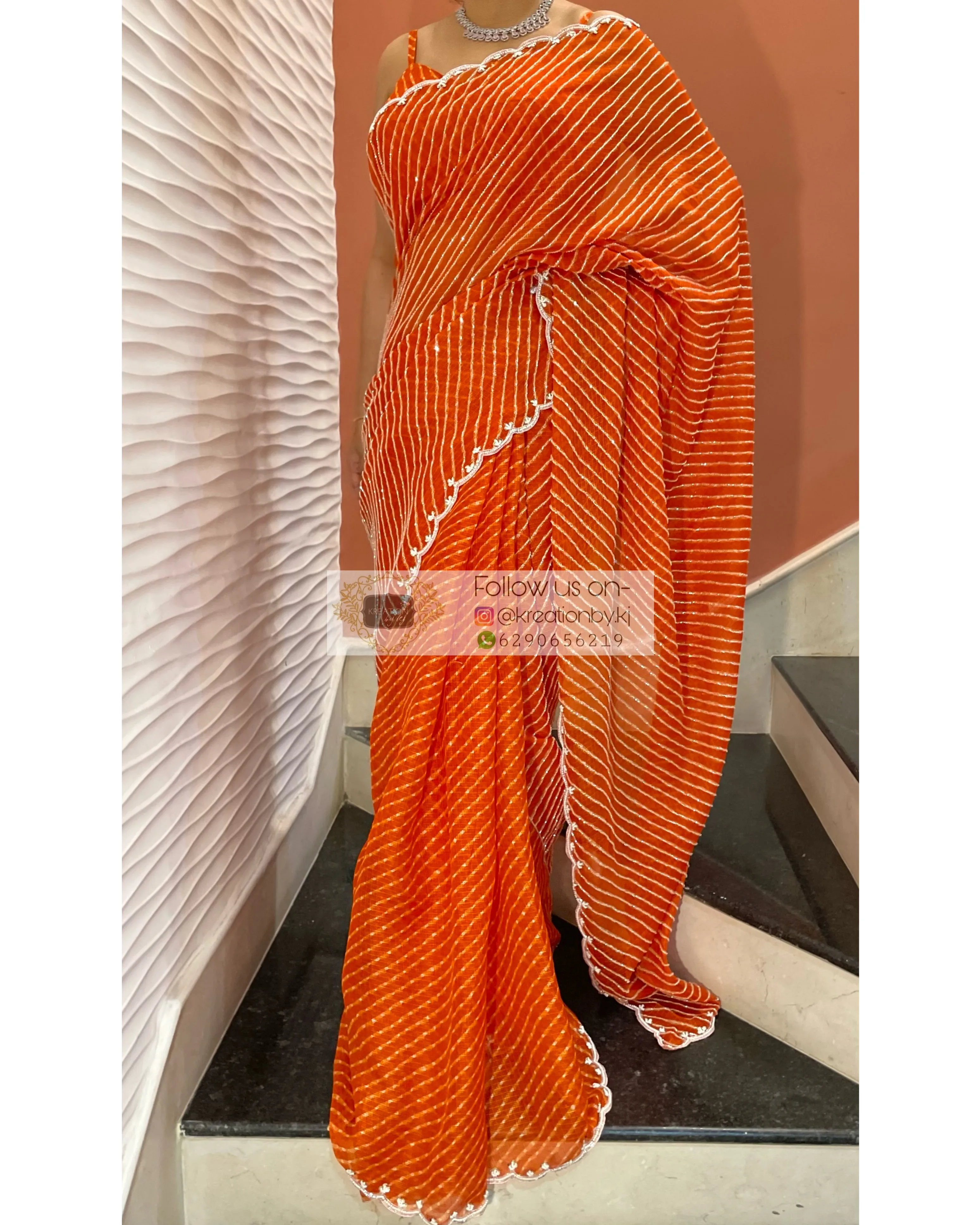 Kesari Leher Cutdana Saree