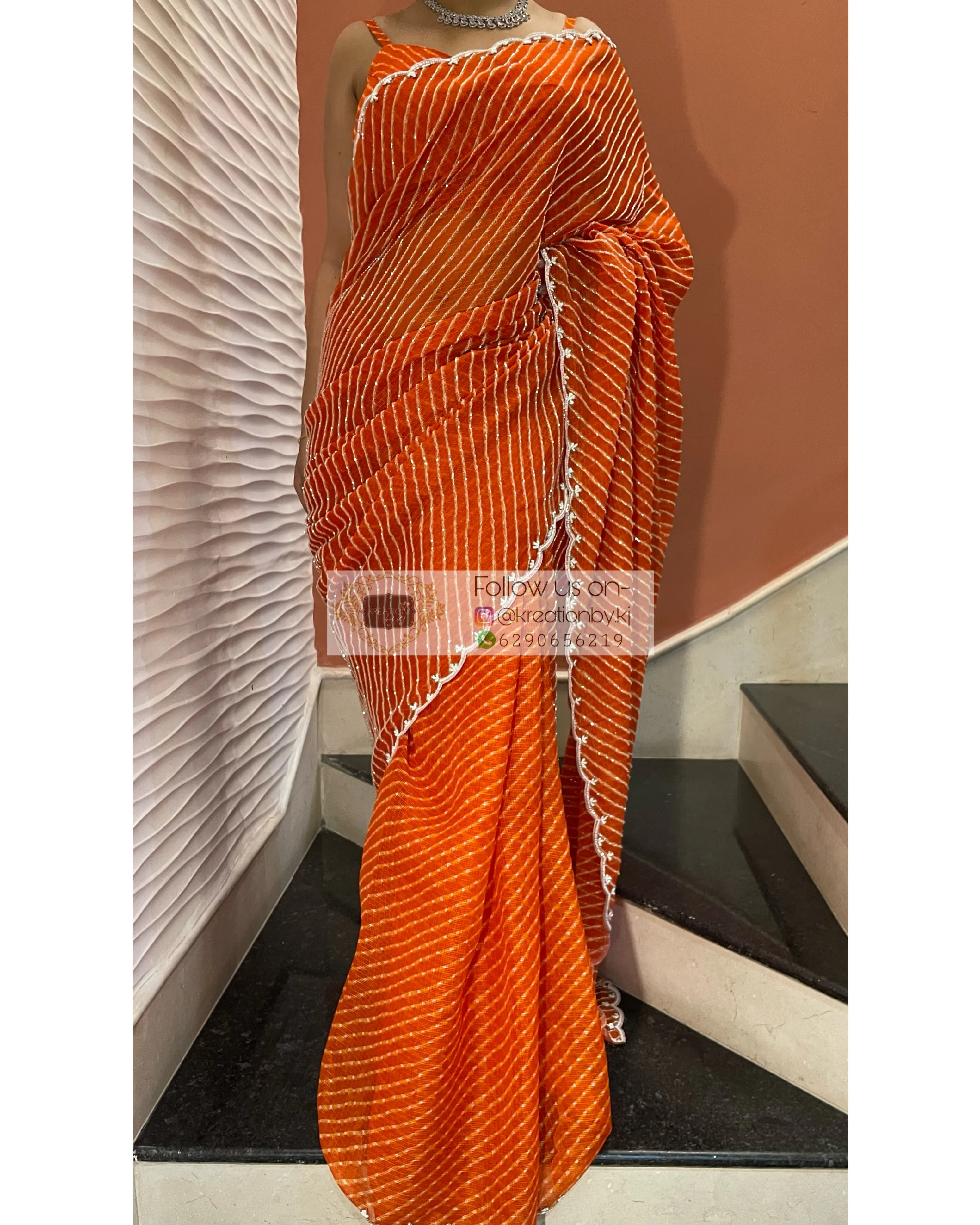 Kesari Leher Cutdana Saree