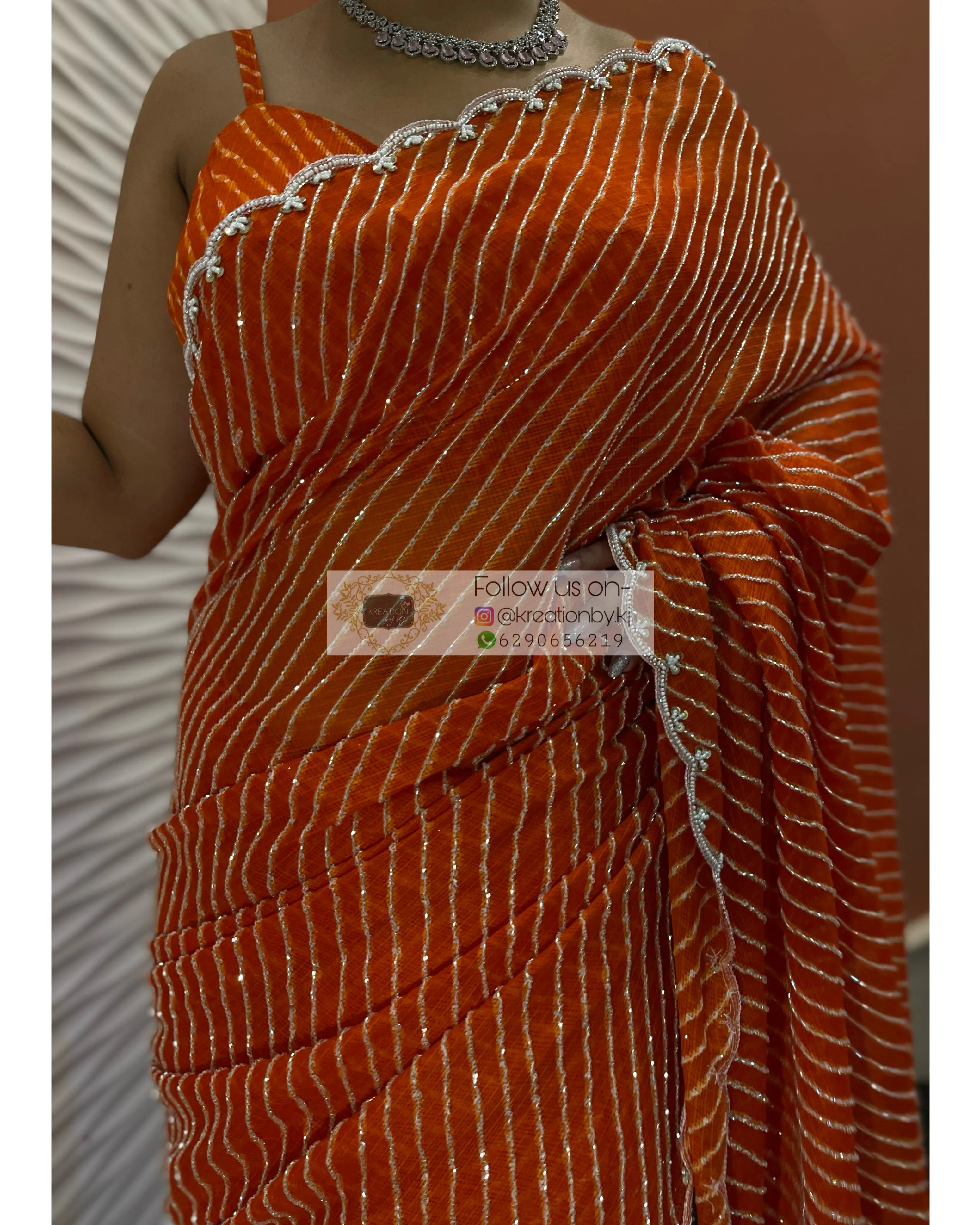 Kesari Leher Cutdana Saree