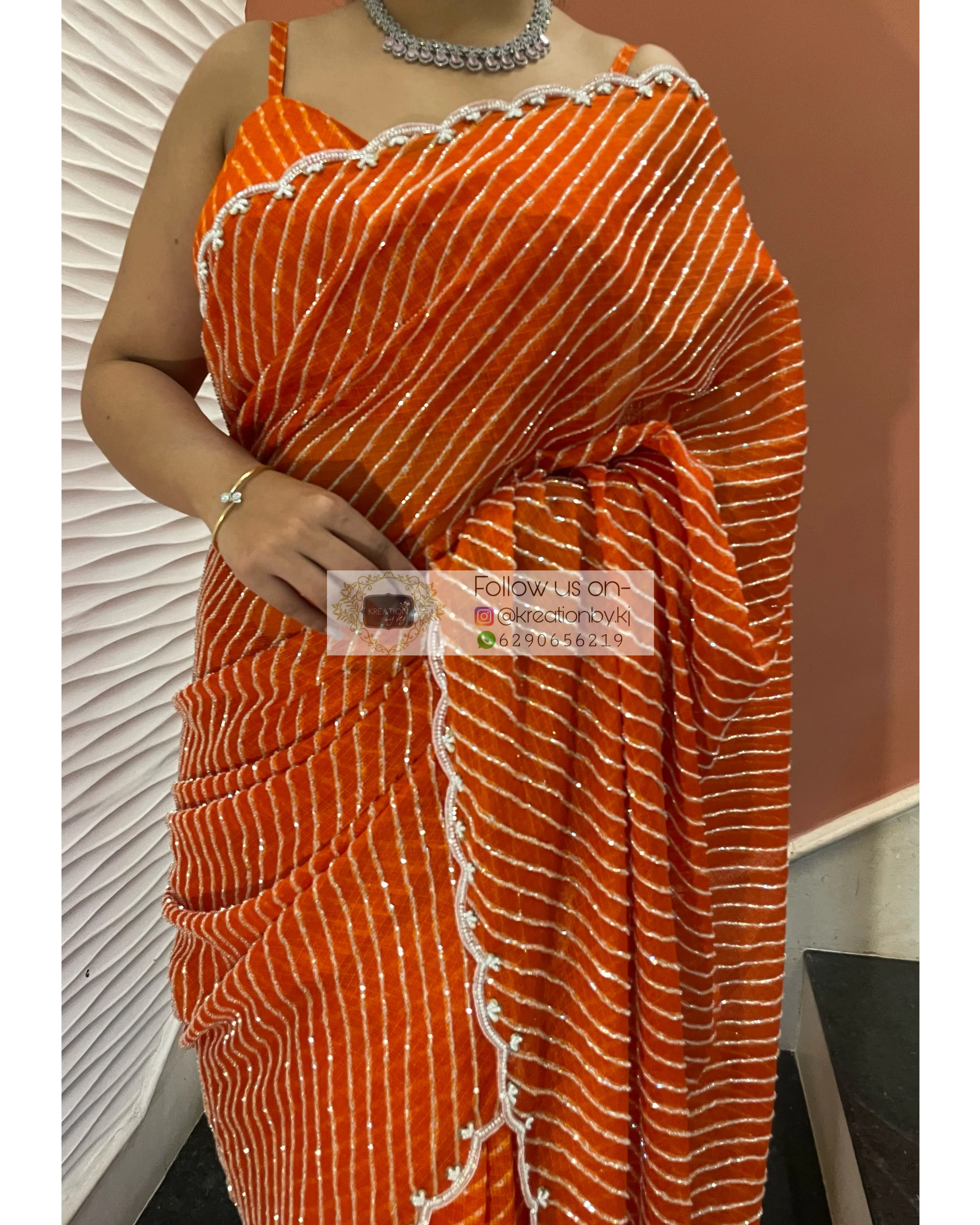 Kesari Leher Cutdana Saree