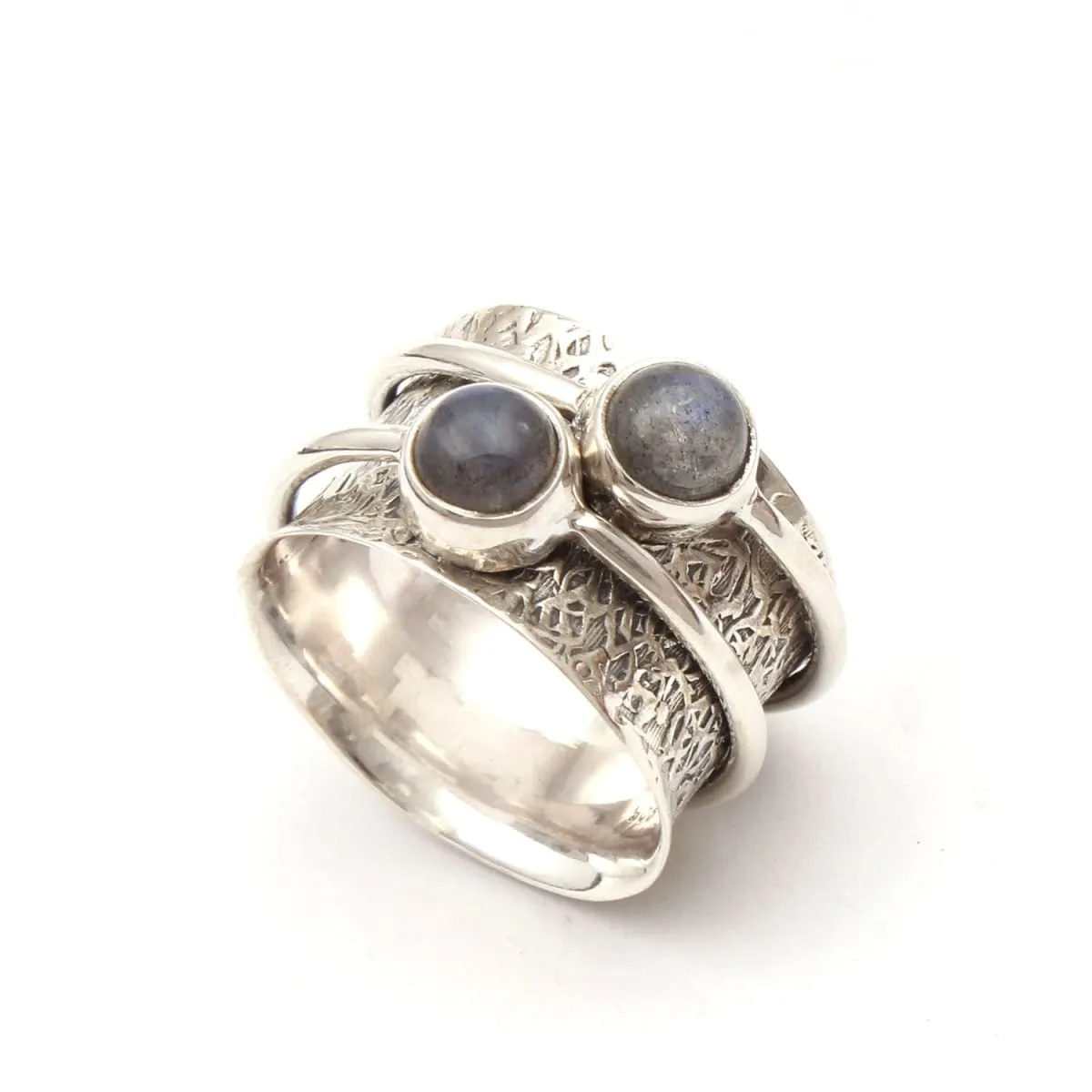 Labradorite, Lapis lazuli 925 Sterling Solid Silver, Spinner Ring, Thumb Ring, Anxiety Ring, Worry Ring, Fidget Ring, Meditation Ring, Silver Jewelry, Nickel Free, Handmade Ring