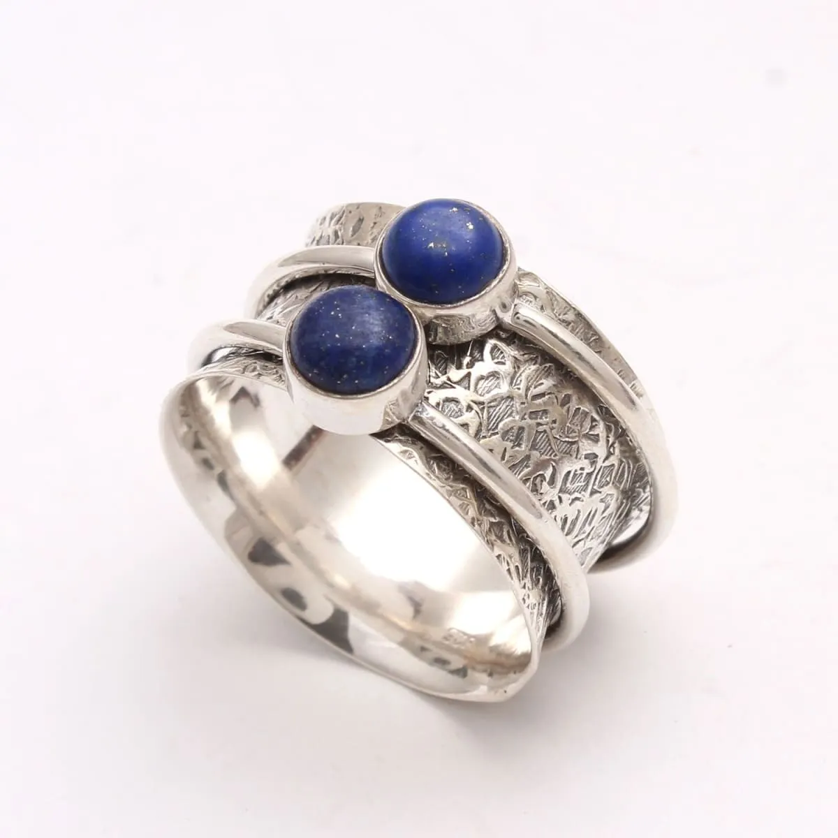 Labradorite, Lapis lazuli 925 Sterling Solid Silver, Spinner Ring, Thumb Ring, Anxiety Ring, Worry Ring, Fidget Ring, Meditation Ring, Silver Jewelry, Nickel Free, Handmade Ring