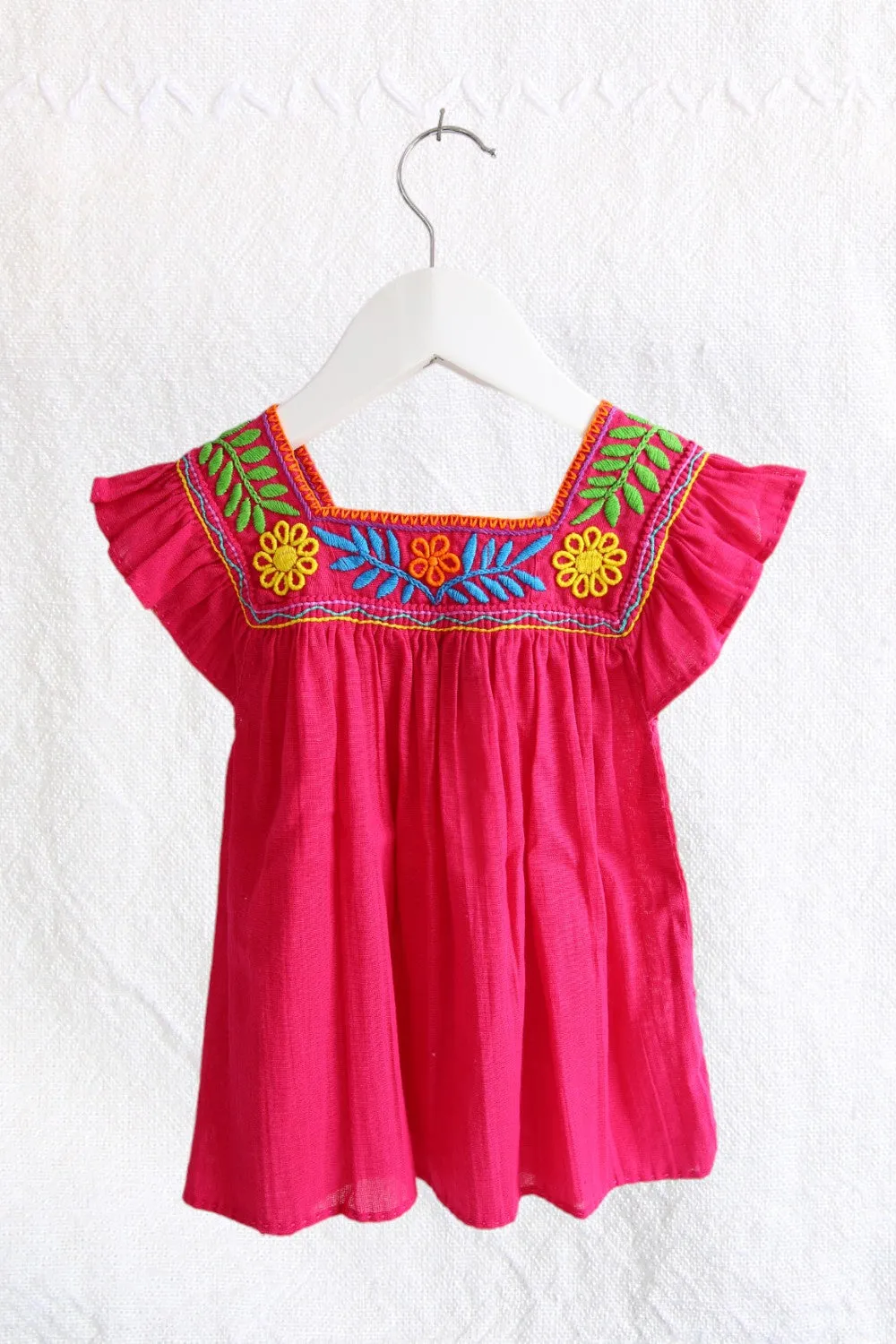 LAS NIAS KIDS MEXICAN EMBROIDERED DRESS PINK