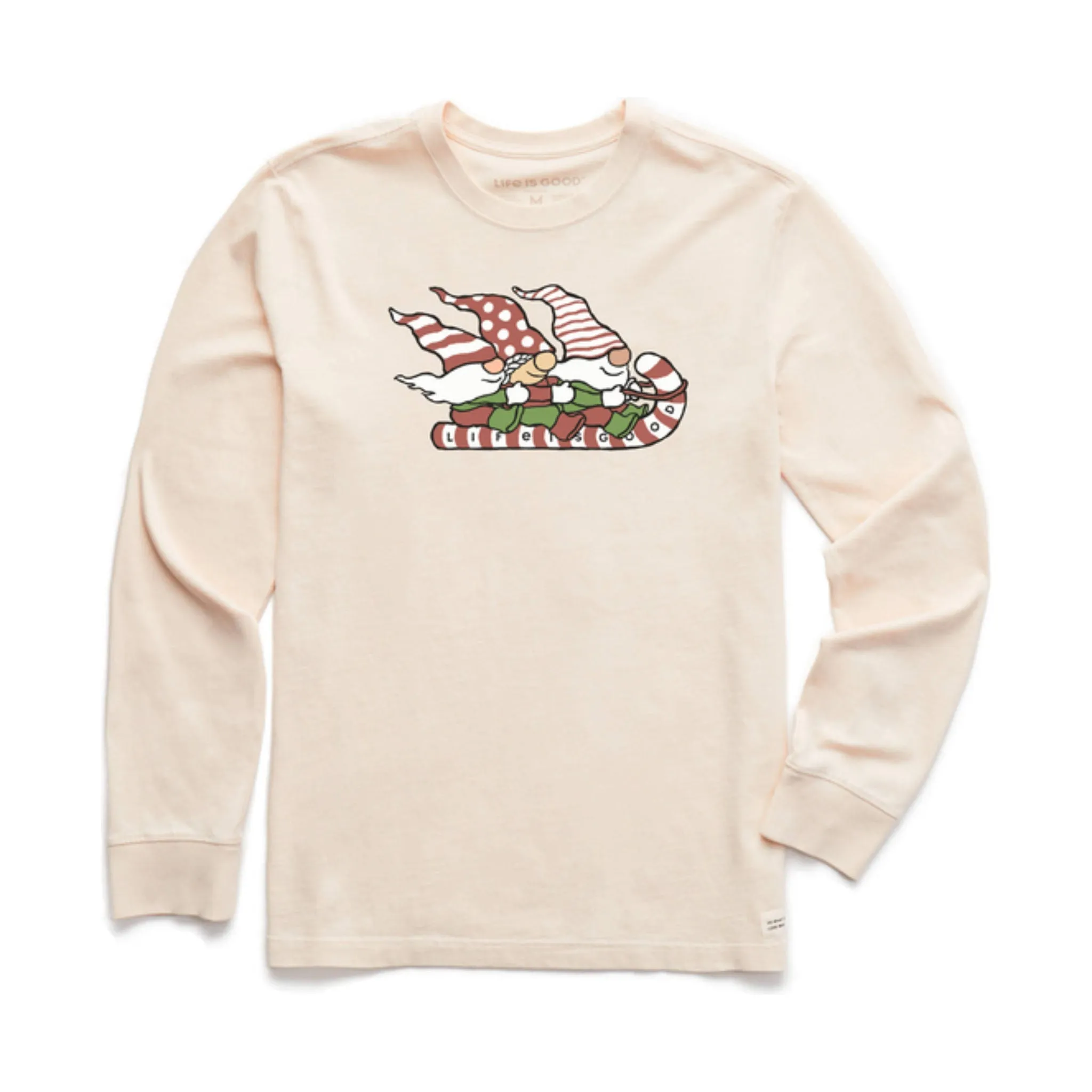 Life Is Good Men's Toboggan Ride Long Sleeve Crusher Tee - Putty White