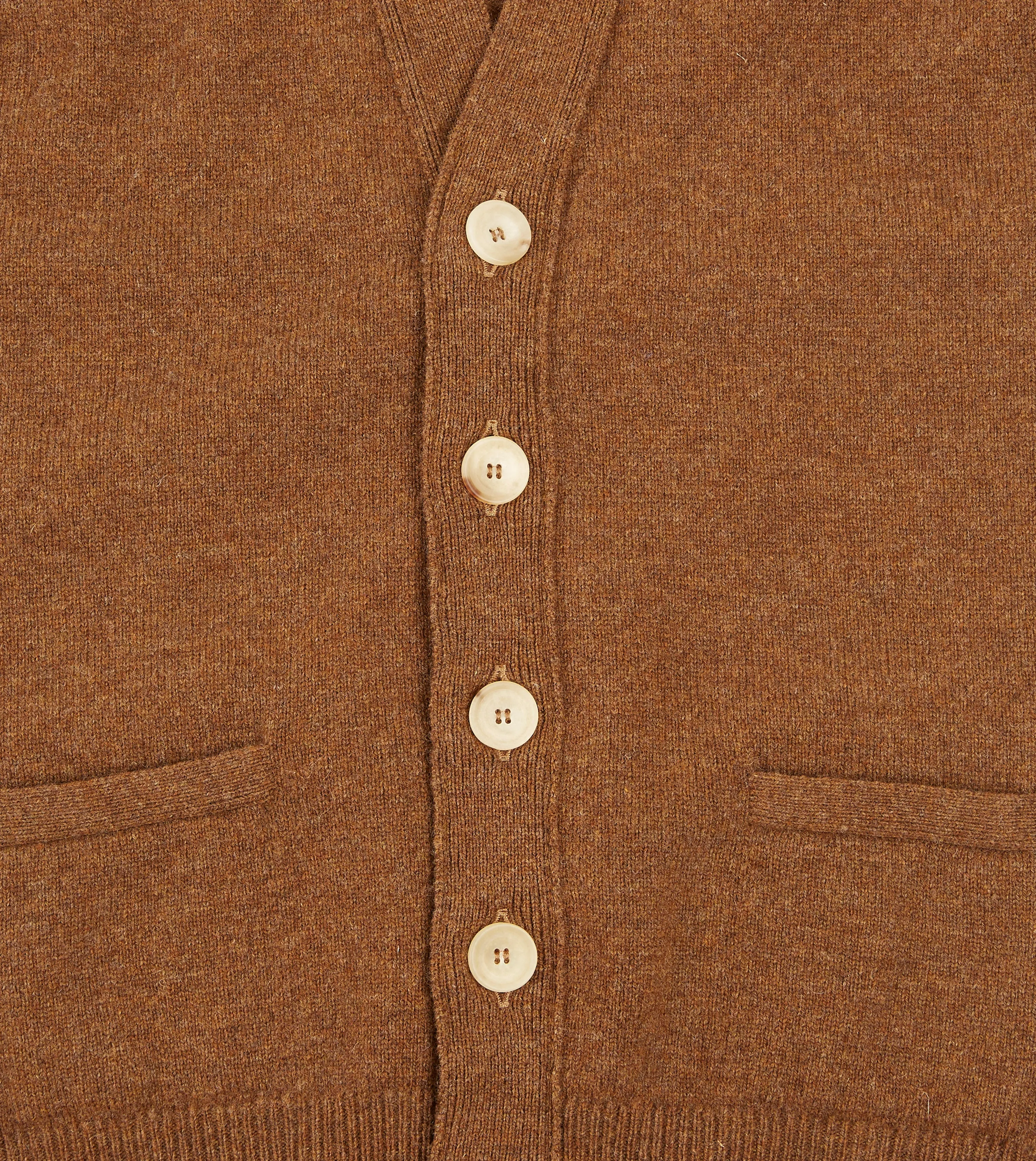 Light Brown Lambswool Sleeveless Cardigan