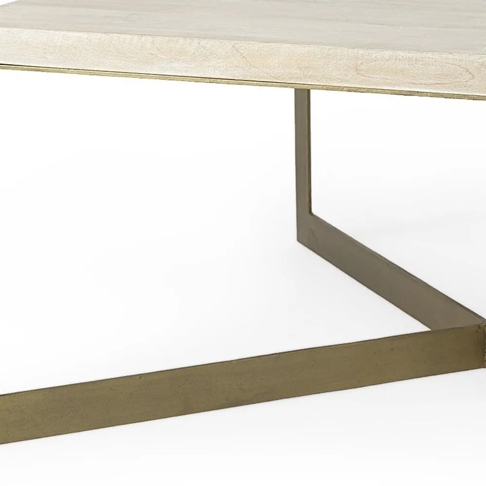 Light Brown Wood And Metal Coffee Table