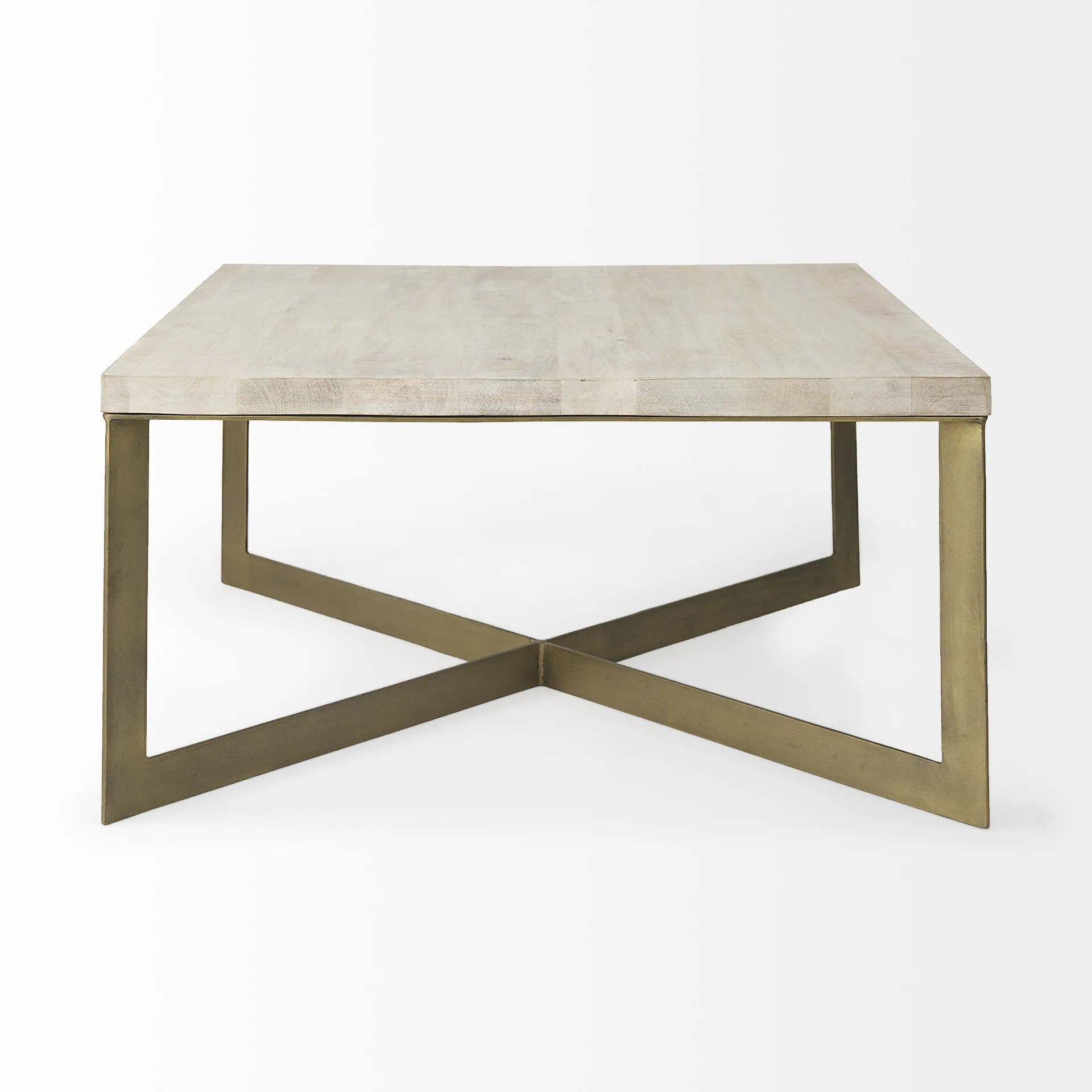 Light Brown Wood And Metal Coffee Table