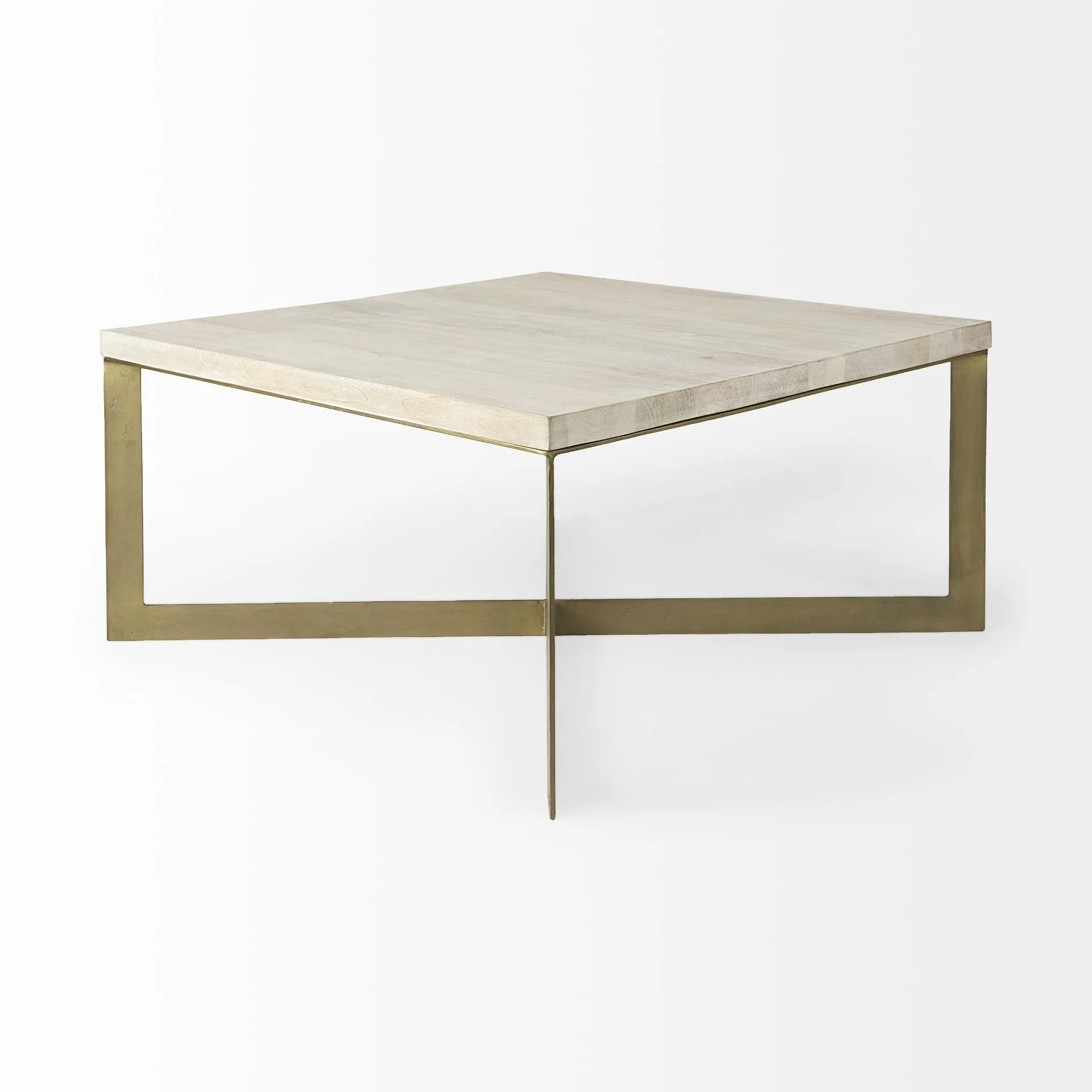 Light Brown Wood And Metal Coffee Table