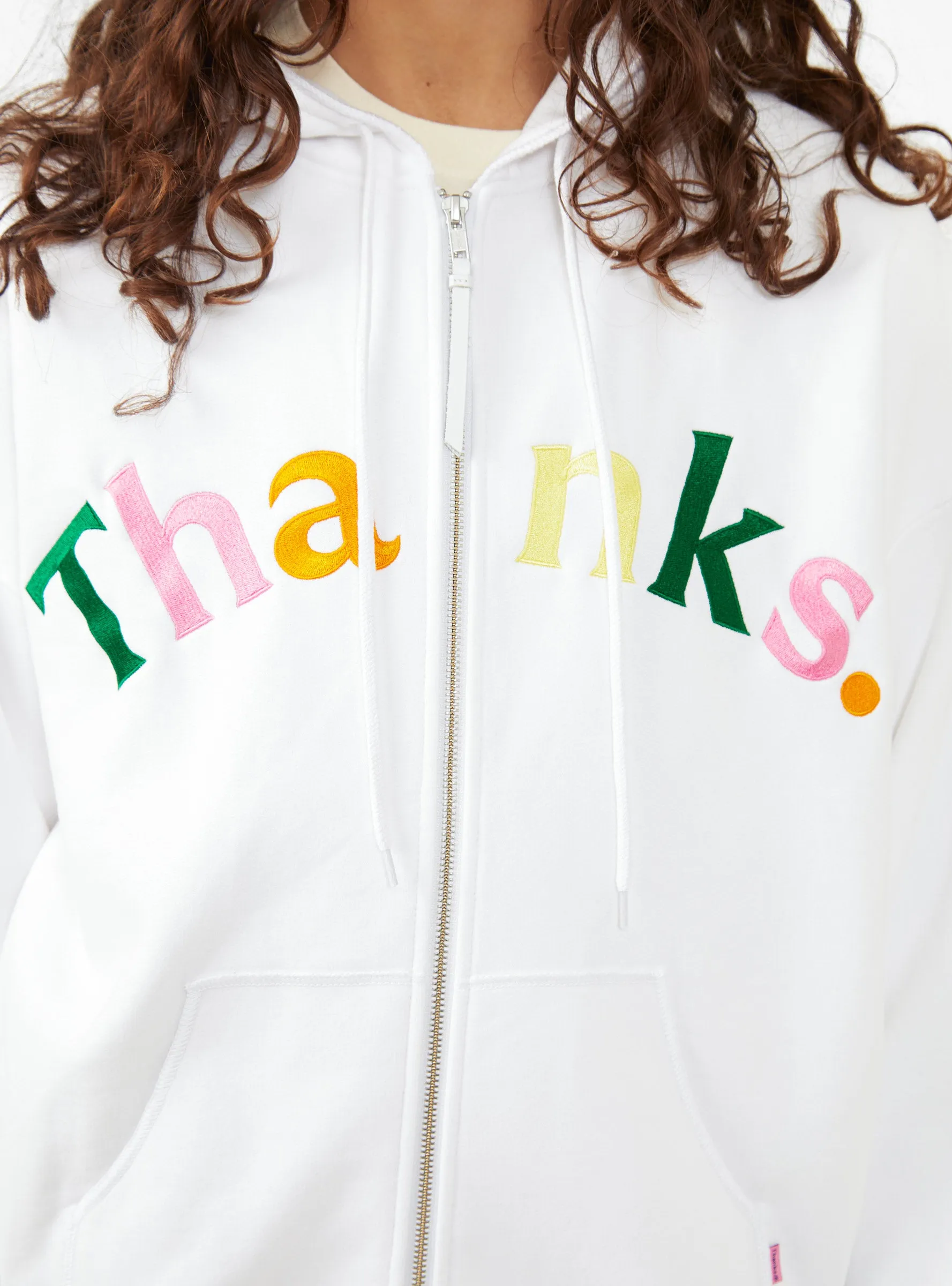 Logo Embroidered Hoodie White & Multi