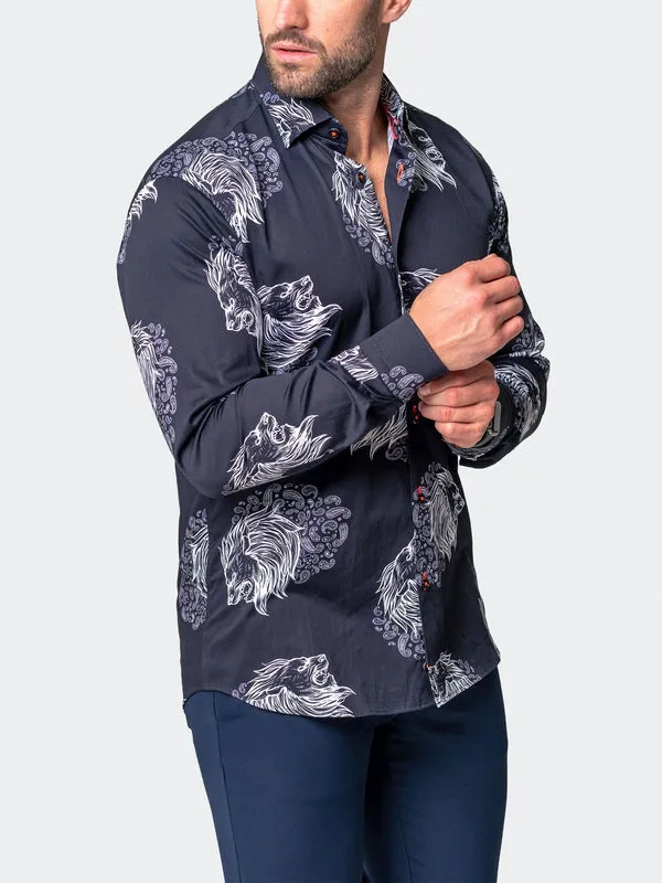 Maceoo Stretch Shirt | Fibonacci Lionpaisely Black