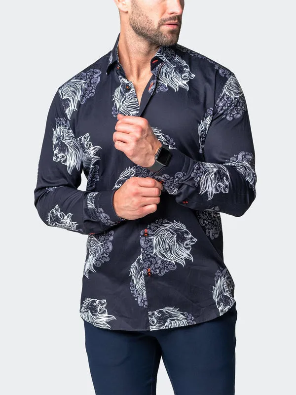 Maceoo Stretch Shirt | Fibonacci Lionpaisely Black