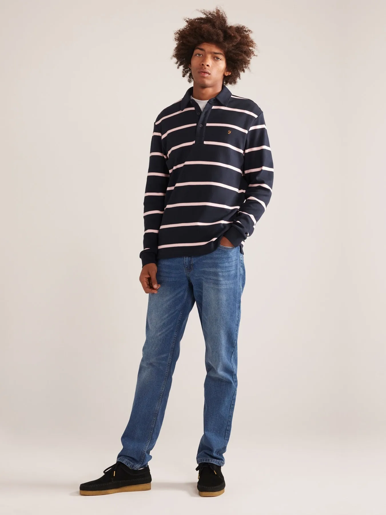 Marine Long Sleeve Rugby Shirt In True Navy