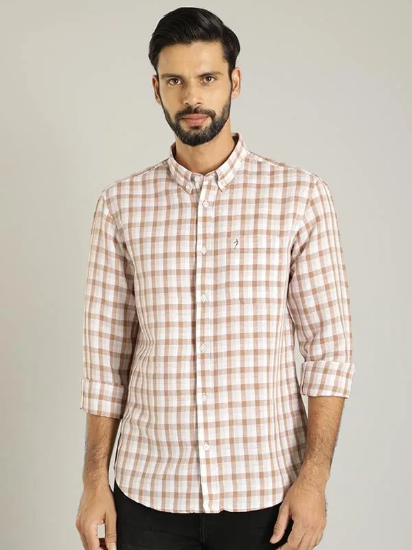 Men Checked Full Sleeve Linen Blend Shirt