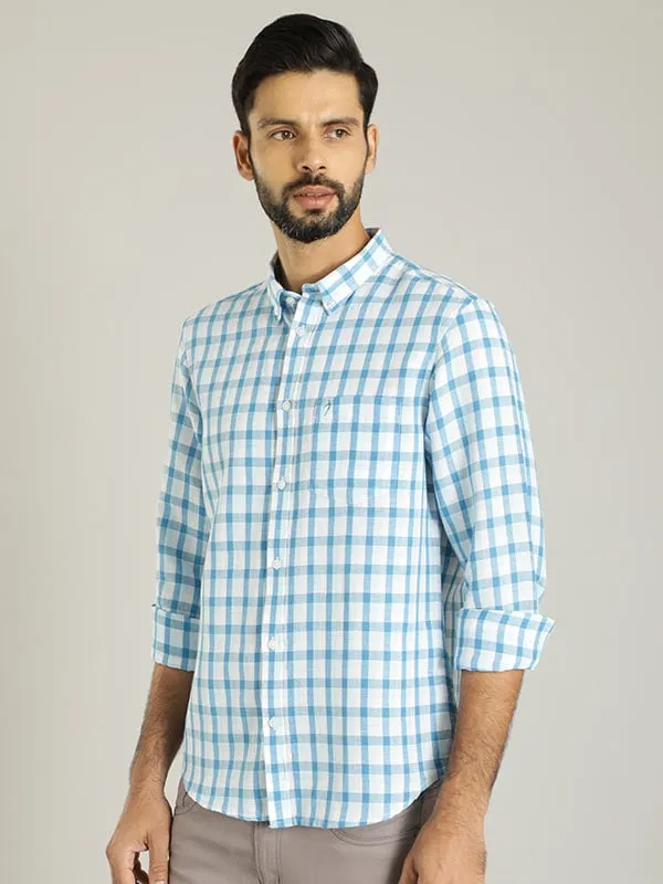 Men Checked Full Sleeve Linen Blend Shirt