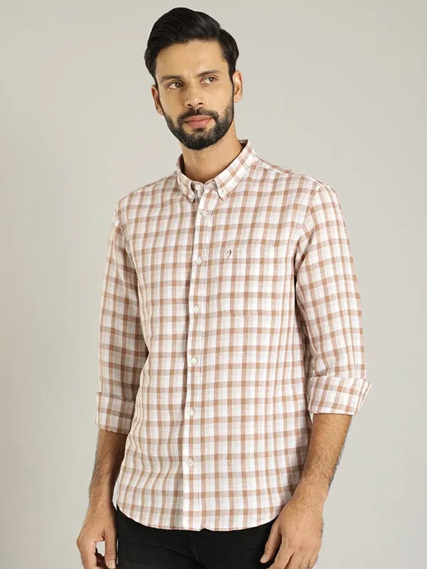 Men Checked Full Sleeve Linen Blend Shirt