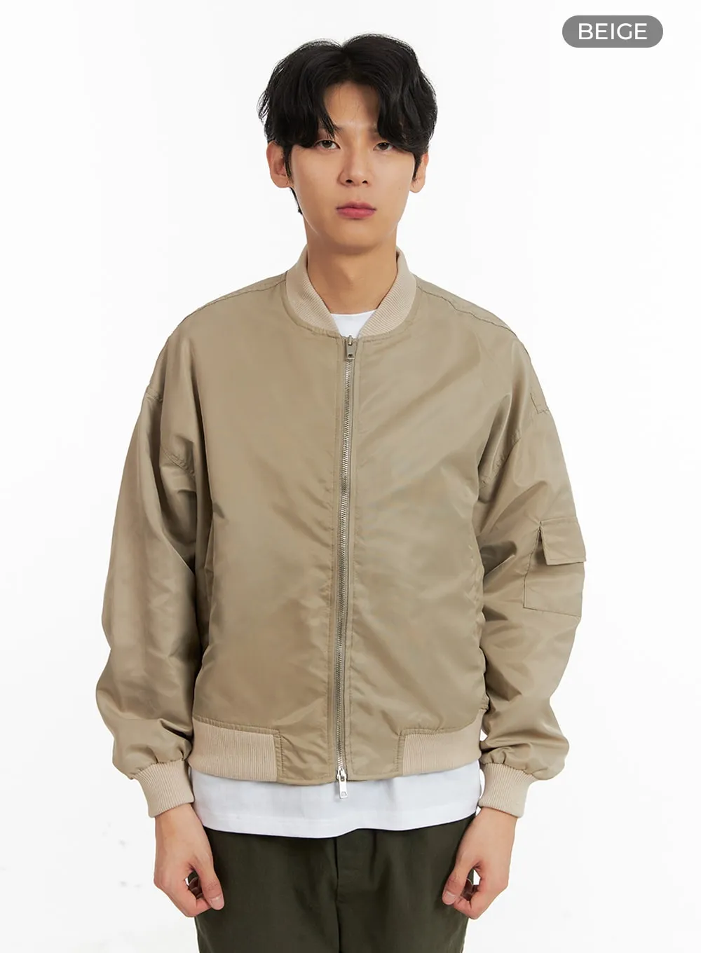 Men's Solid Bomber Jacket IA401