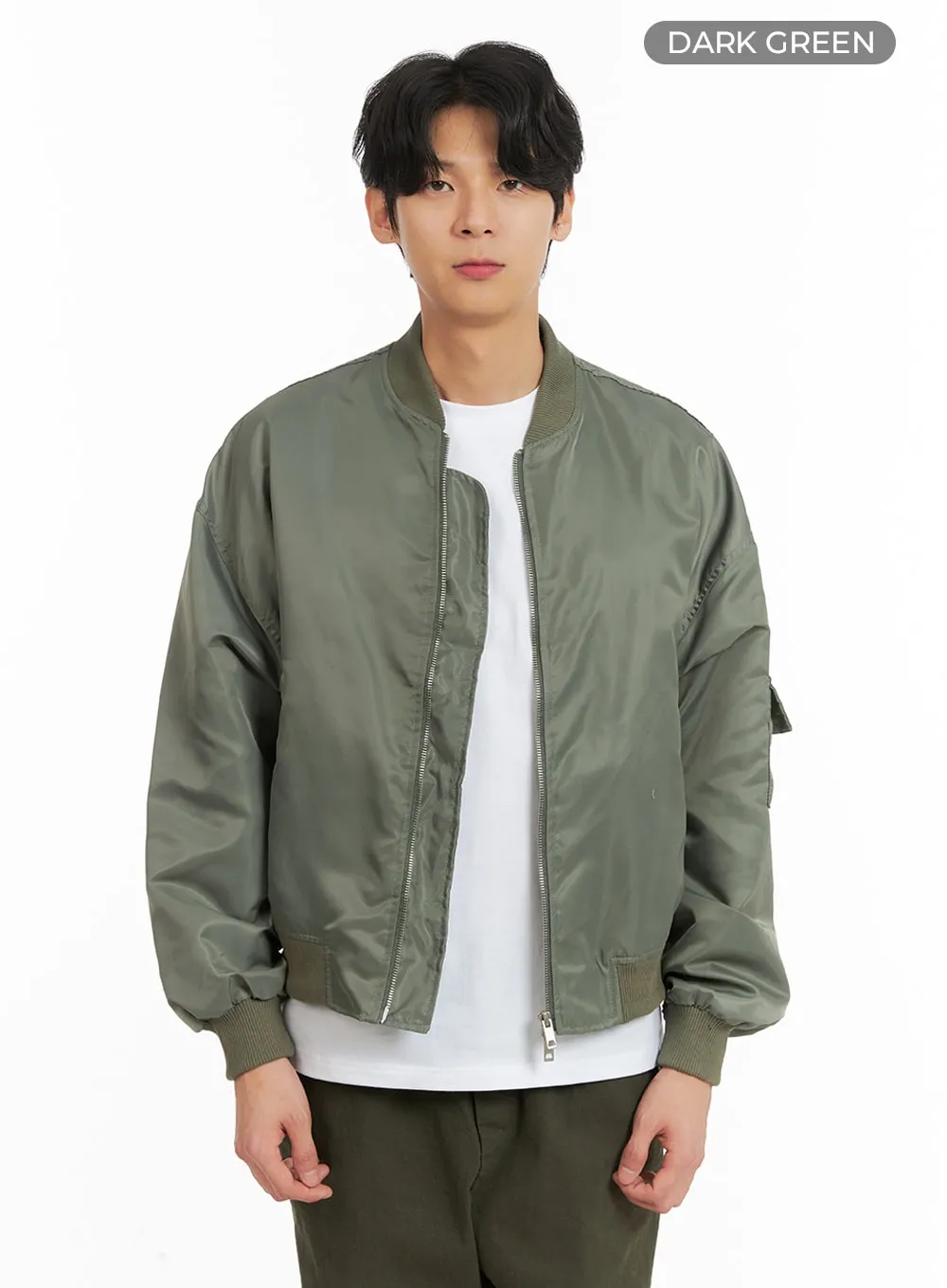 Men's Solid Bomber Jacket IA401