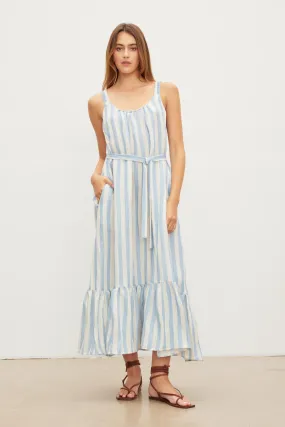 MERADITH STRIPED LINEN MAXI DRESS