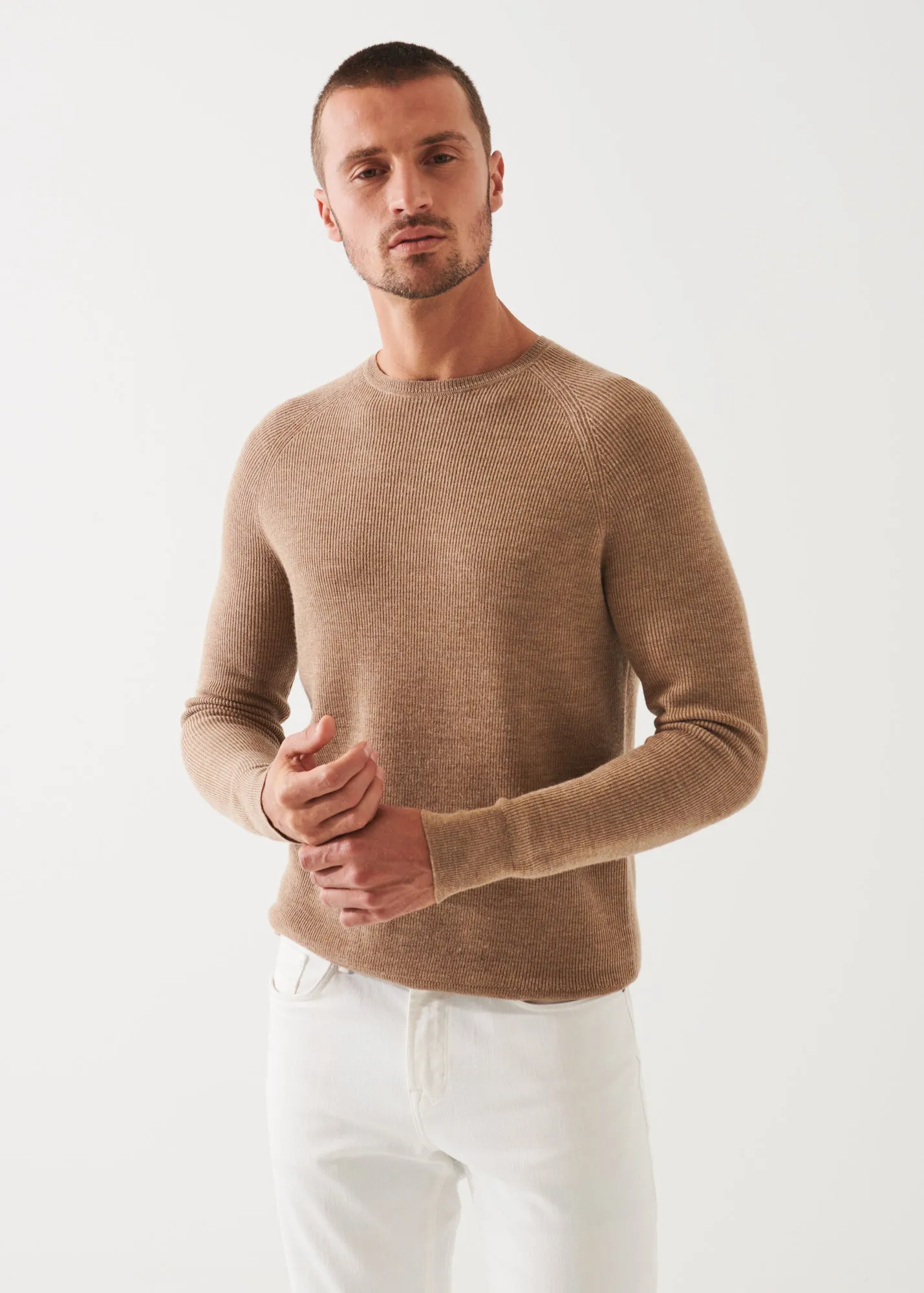 MERINO WOOL RIBBED CREWNECK