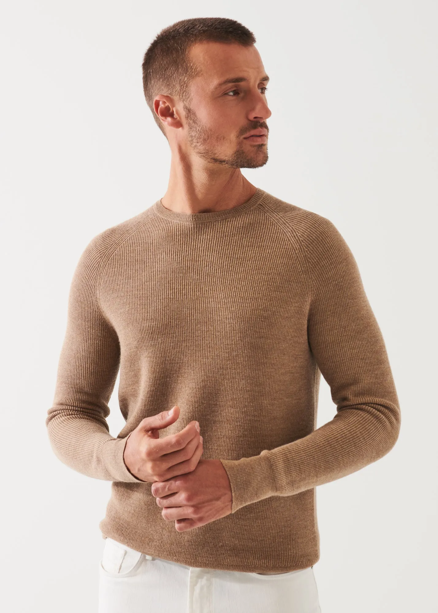 MERINO WOOL RIBBED CREWNECK