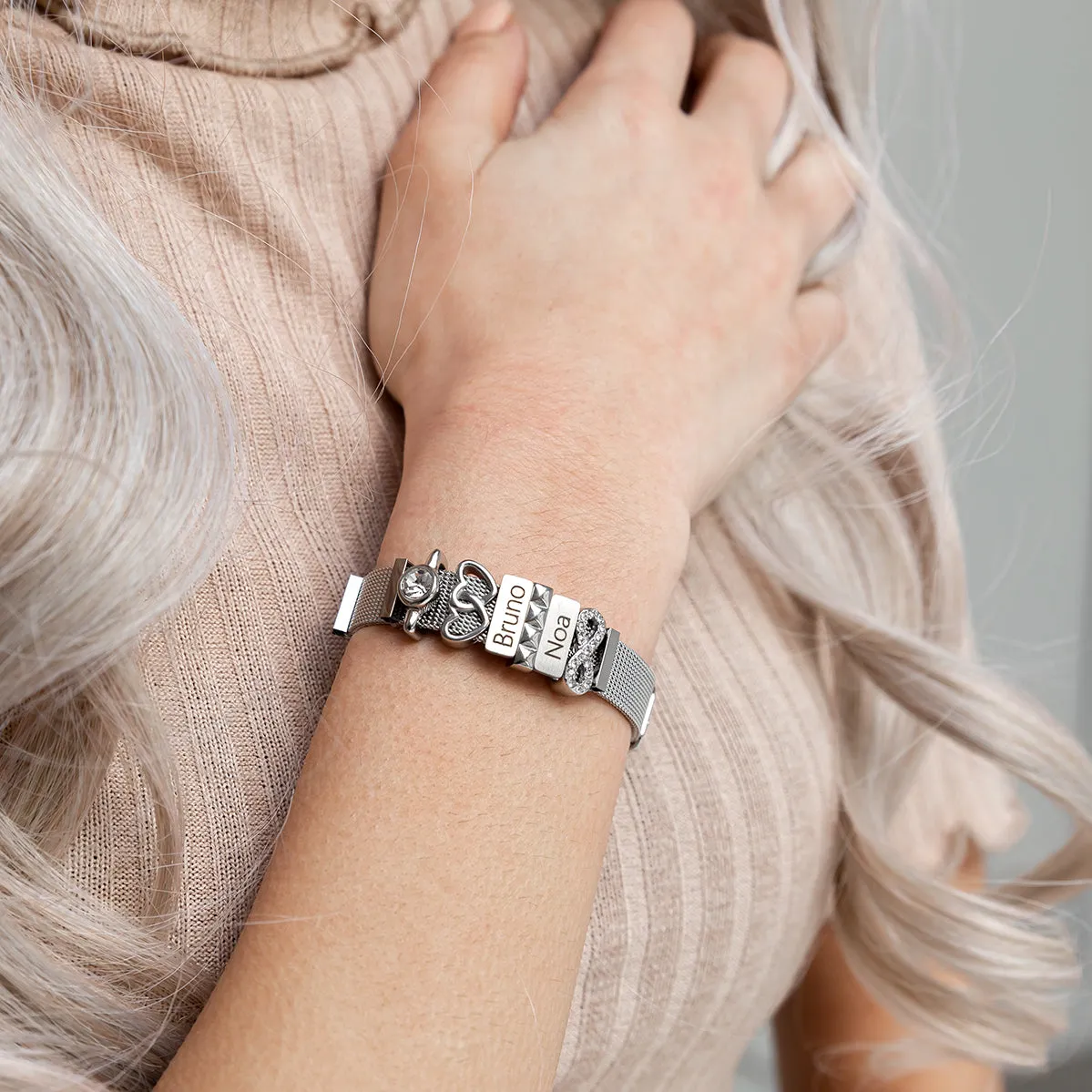 Mesh bracelet silver luxe