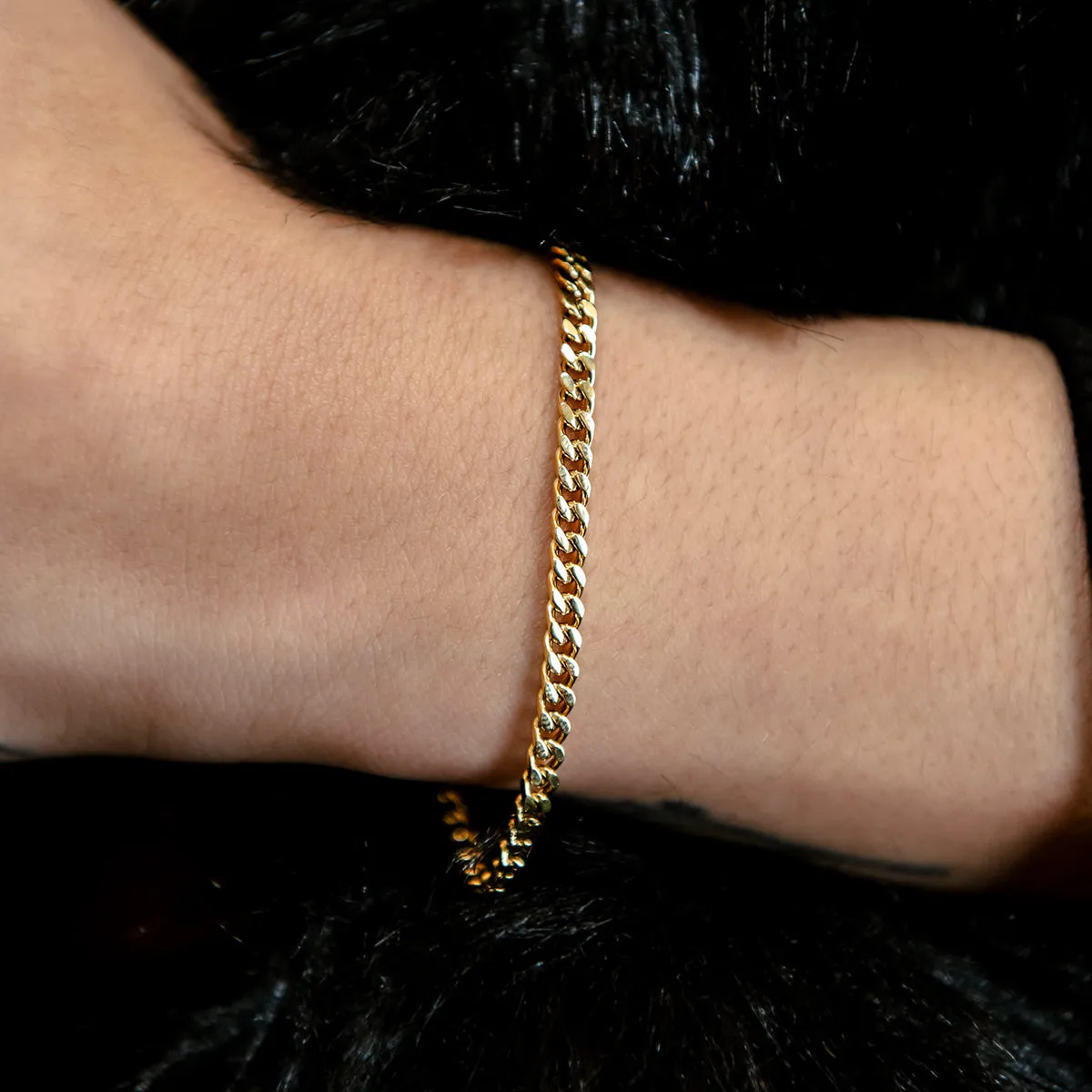 Micro Cuban Bracelet in Yellow Gold- 3mm