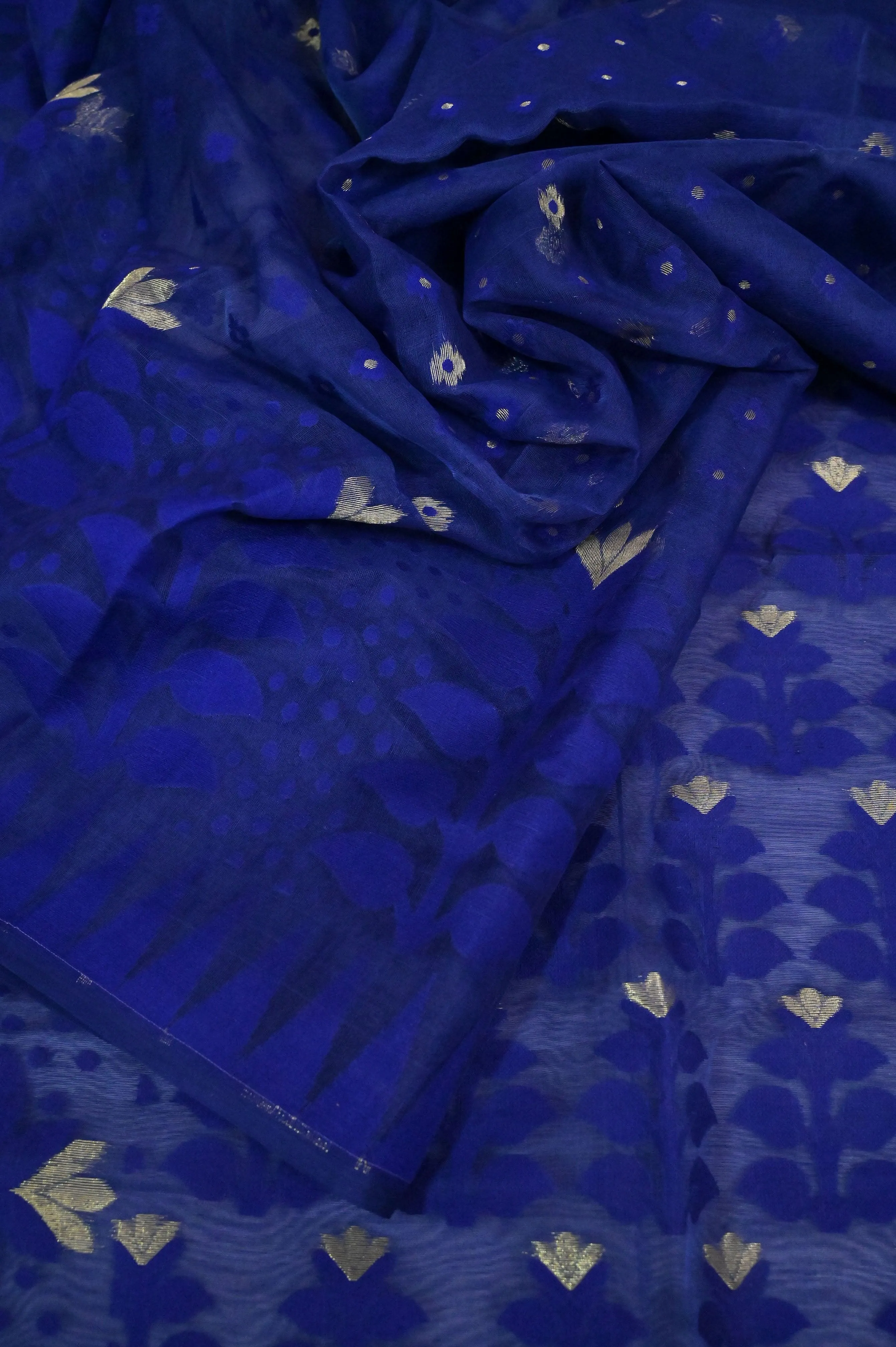 Midnight Blue Color Jamdani Saree with Self Weaving