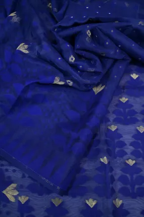 Midnight Blue Color Jamdani Saree with Self Weaving