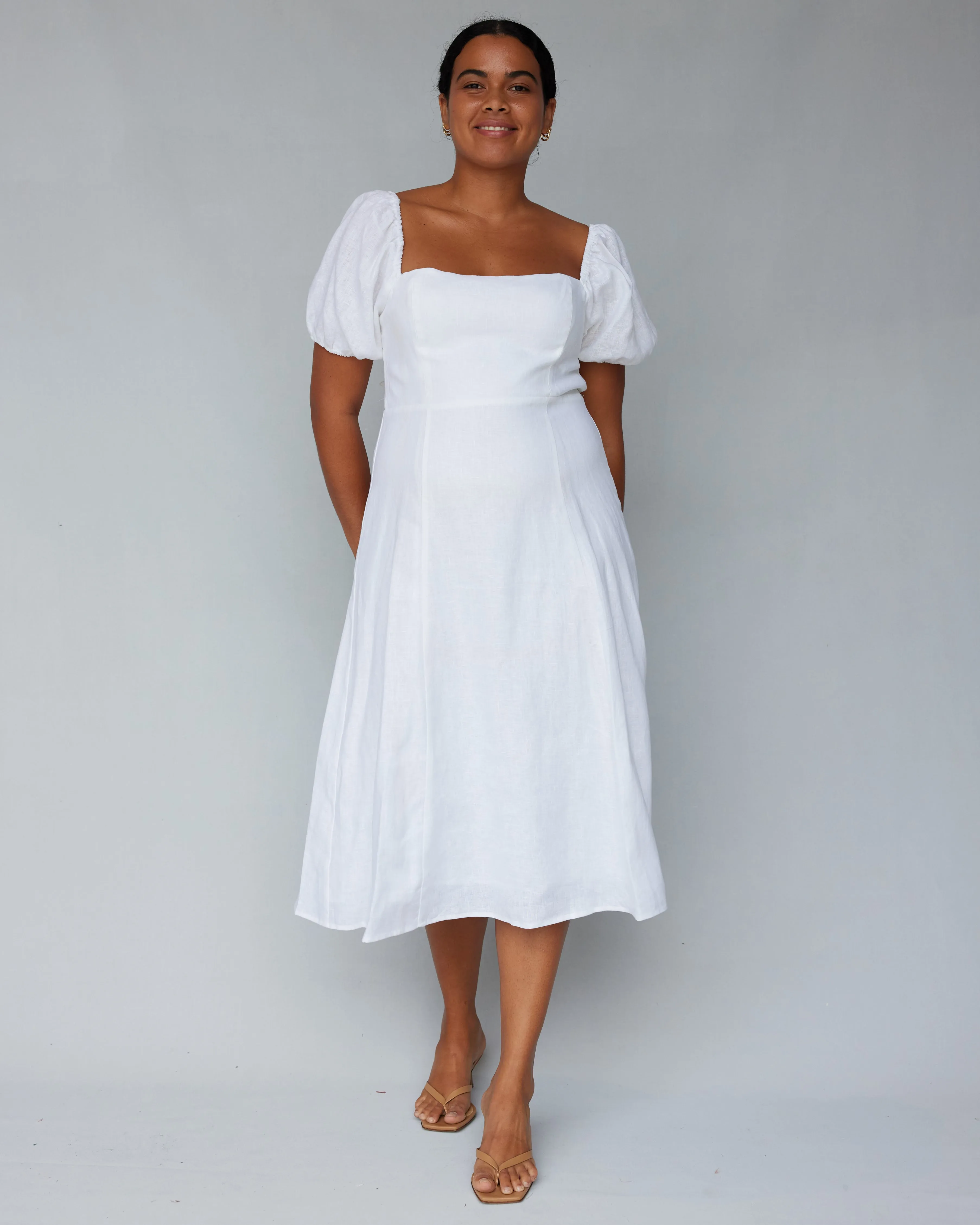 Muse Linen Dress - White