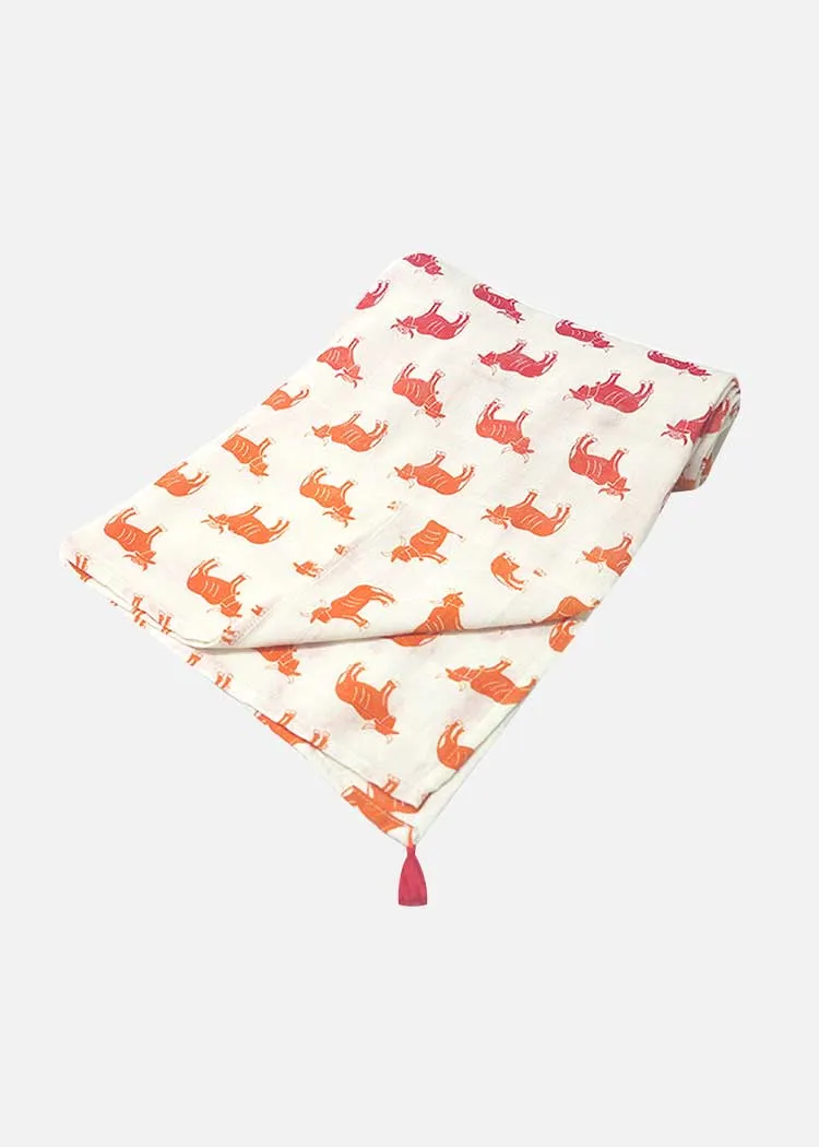 Muslin Swaddle Hoodie Blanket Cow