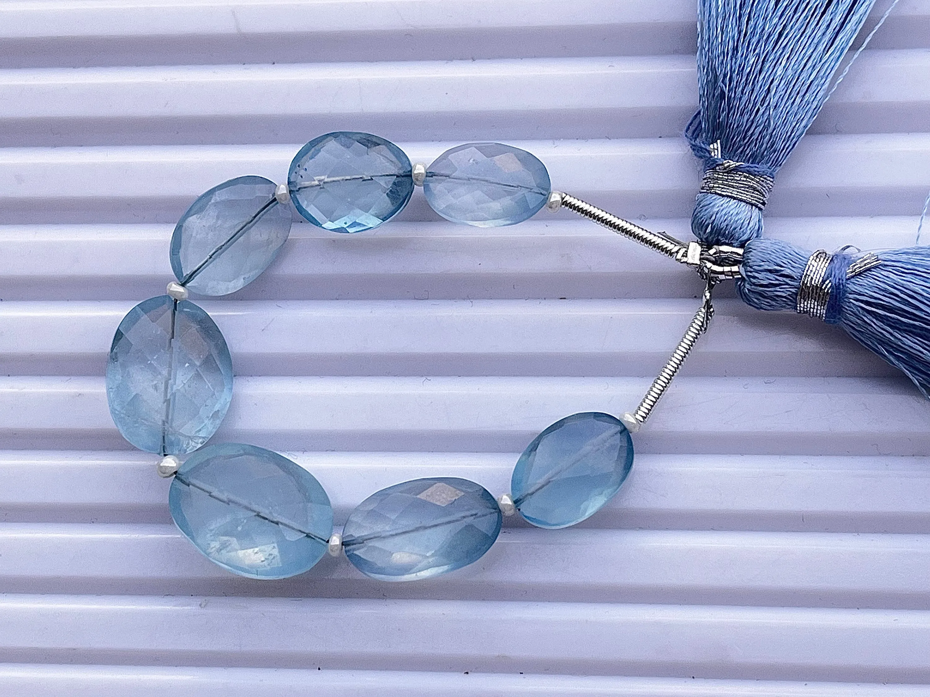 Natural Aquamarine Oval Shape faceted beads, Aquamarine beads for Jewelry making, Aquamarine oval beads, Aquamarine faceted oval, 7 Pieces