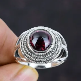 Natural Garnet Handmade 925 Sterling Silver Ring