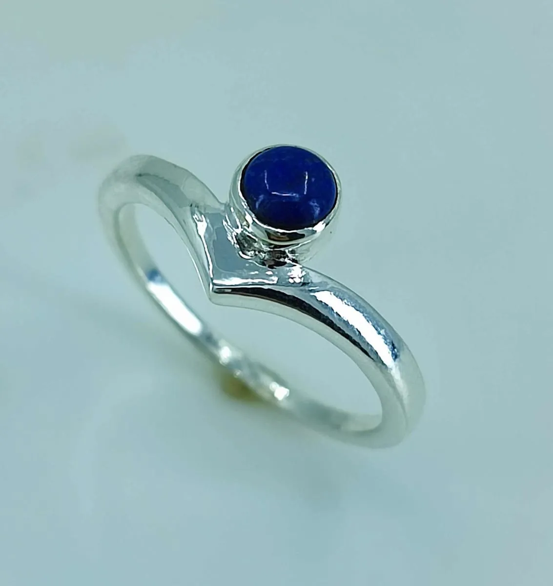 Natural Lapis Lazuli Round 925 Solid Sterling Silver Handmade Women Ring