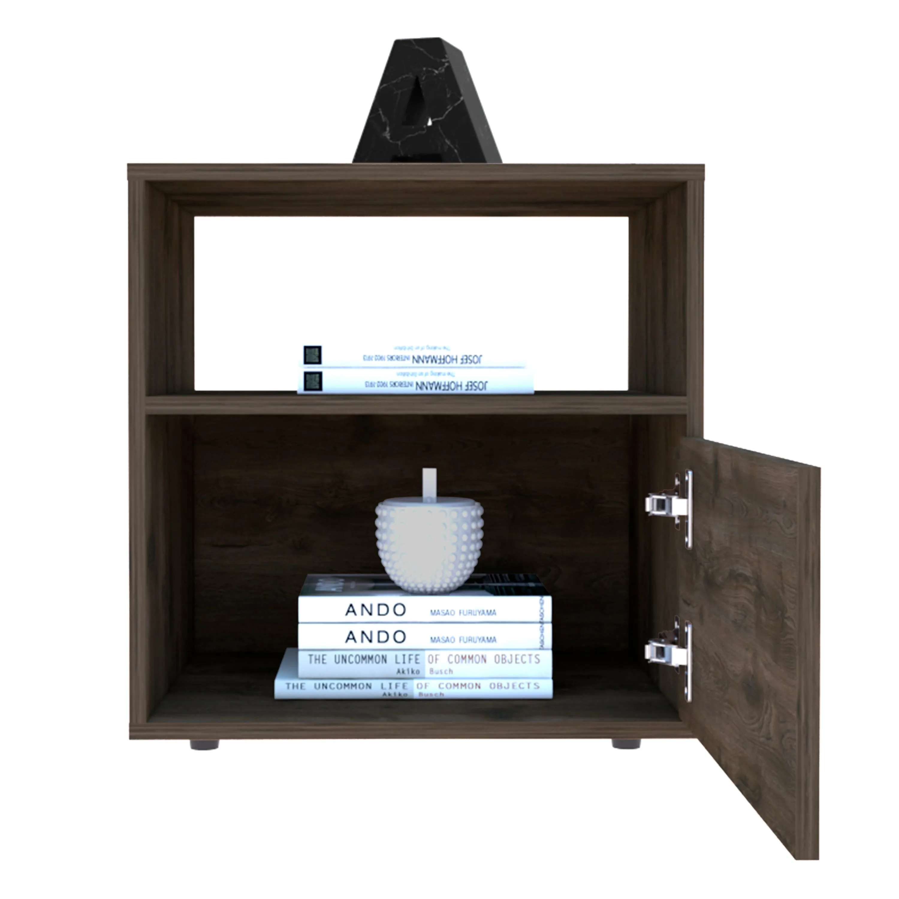 Nightstand Forum with Open Shelf Dark Brown/Black